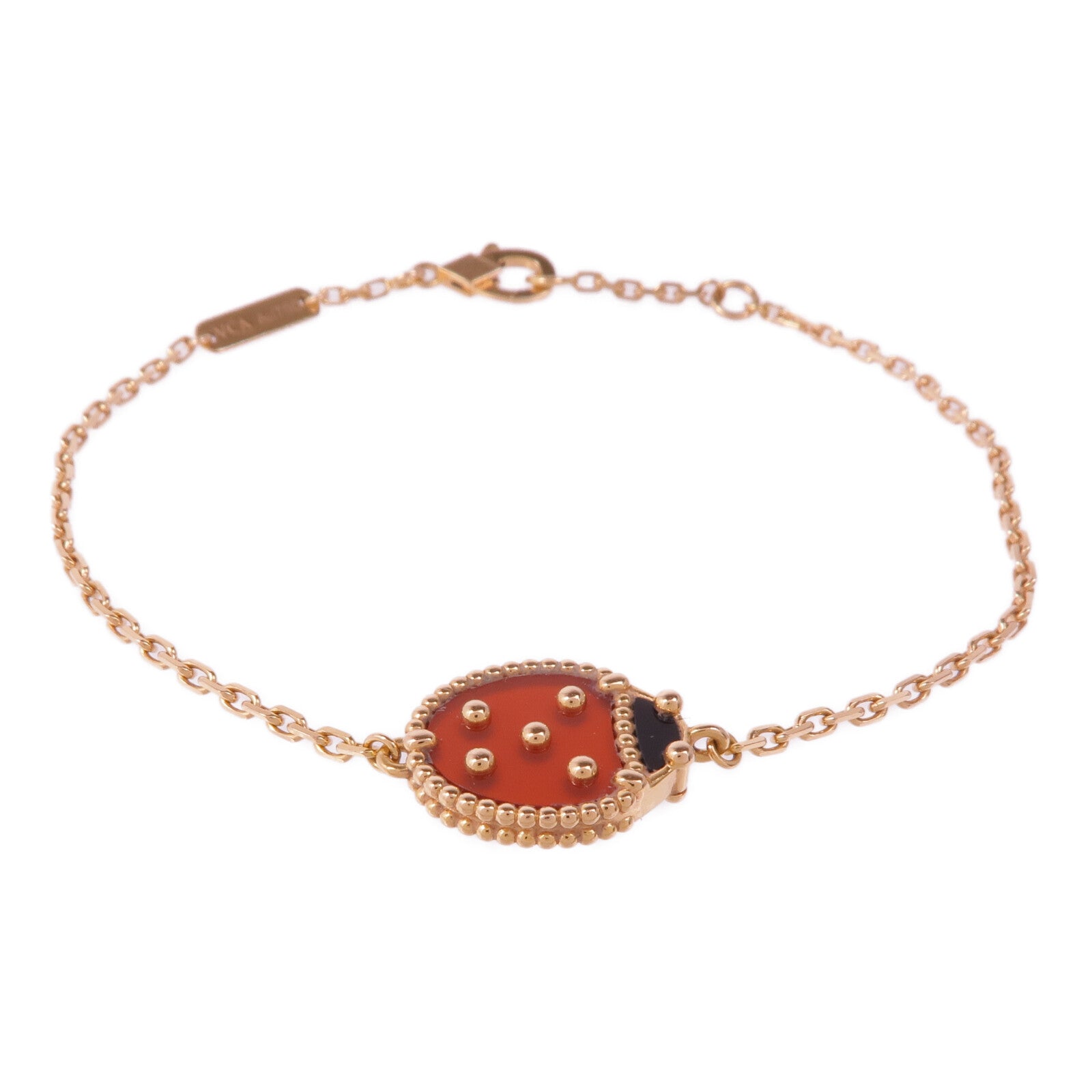 Van Cleef & Arpels 18K玫瑰金Lucky Spring Bracelet瑪瑙/縞瑪瑙手鏈