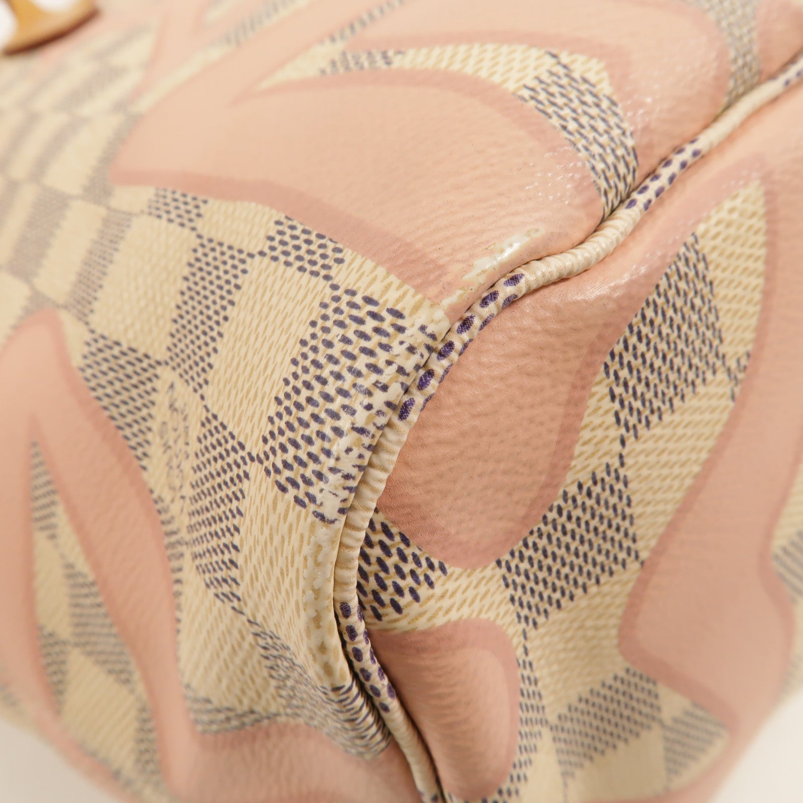LOUIS VUITTON Damier Azur Tahitienne Neverfull MM金扣肩背袋