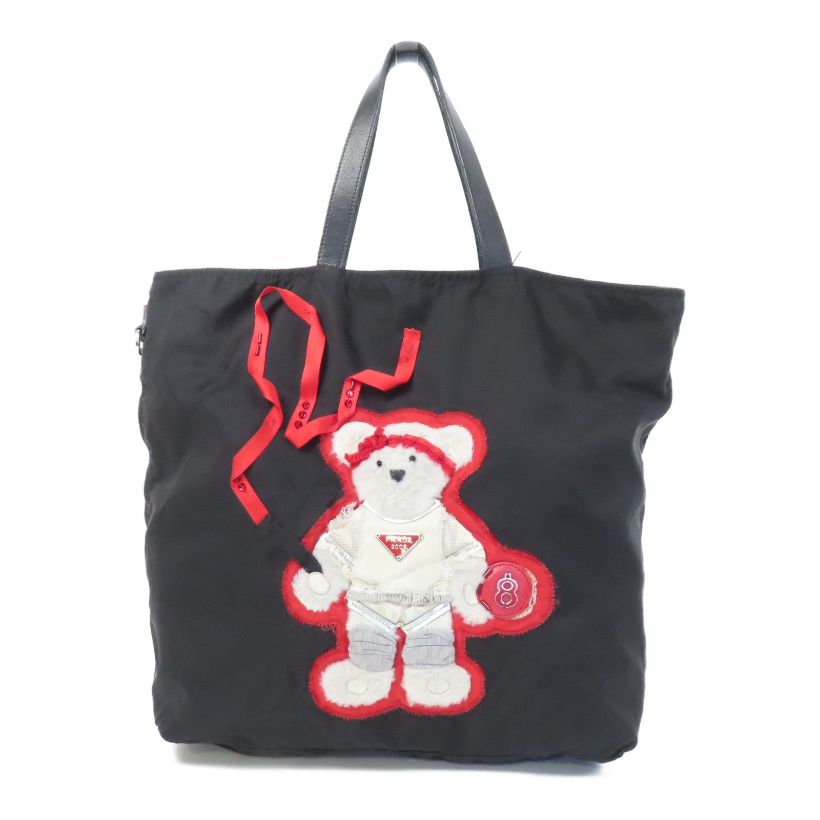 PRADA 尼龍Tote Bag銀扣手挽袋黑色