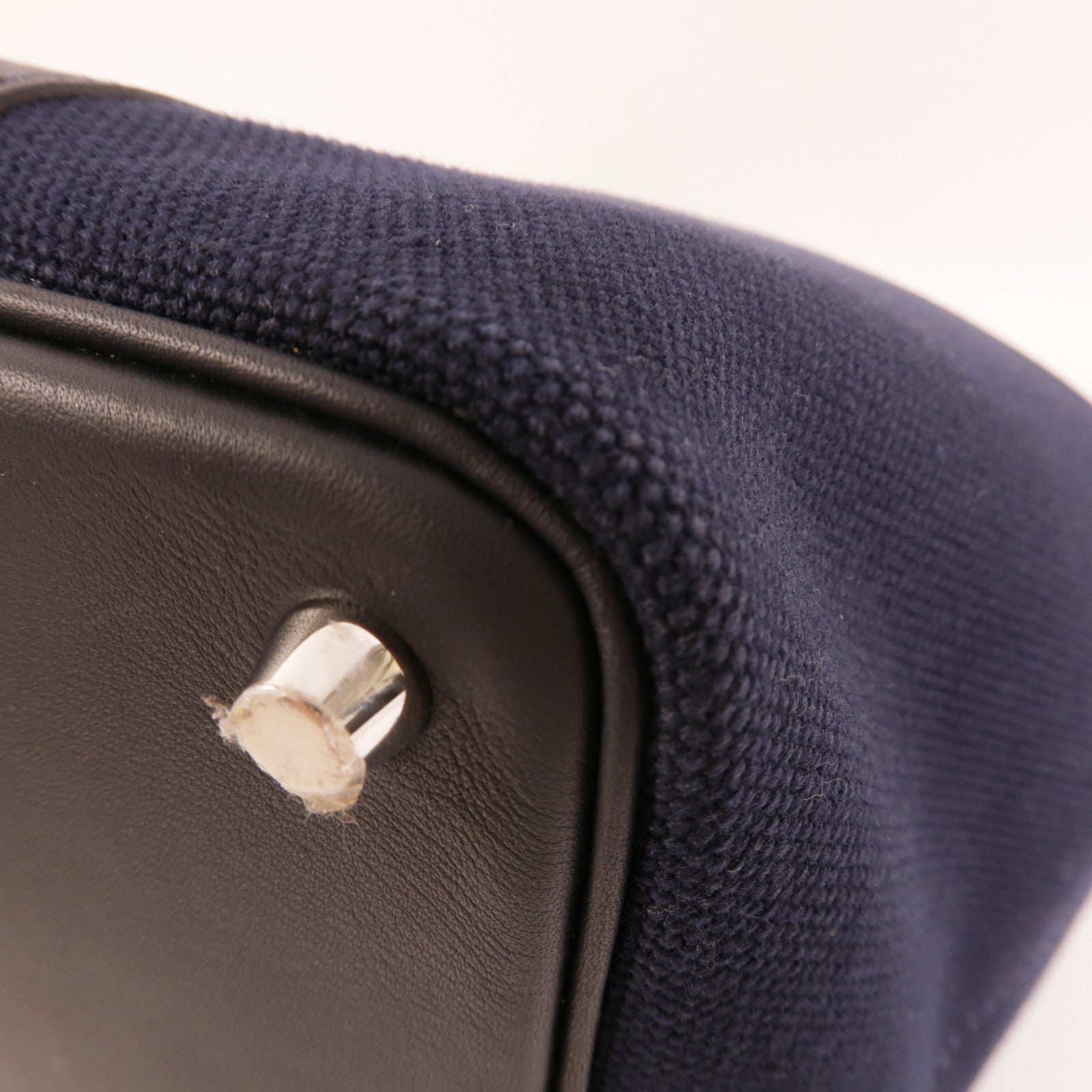 HERMES 帆布/皮革Picotin Cargo PM手挽袋Bleu Marine