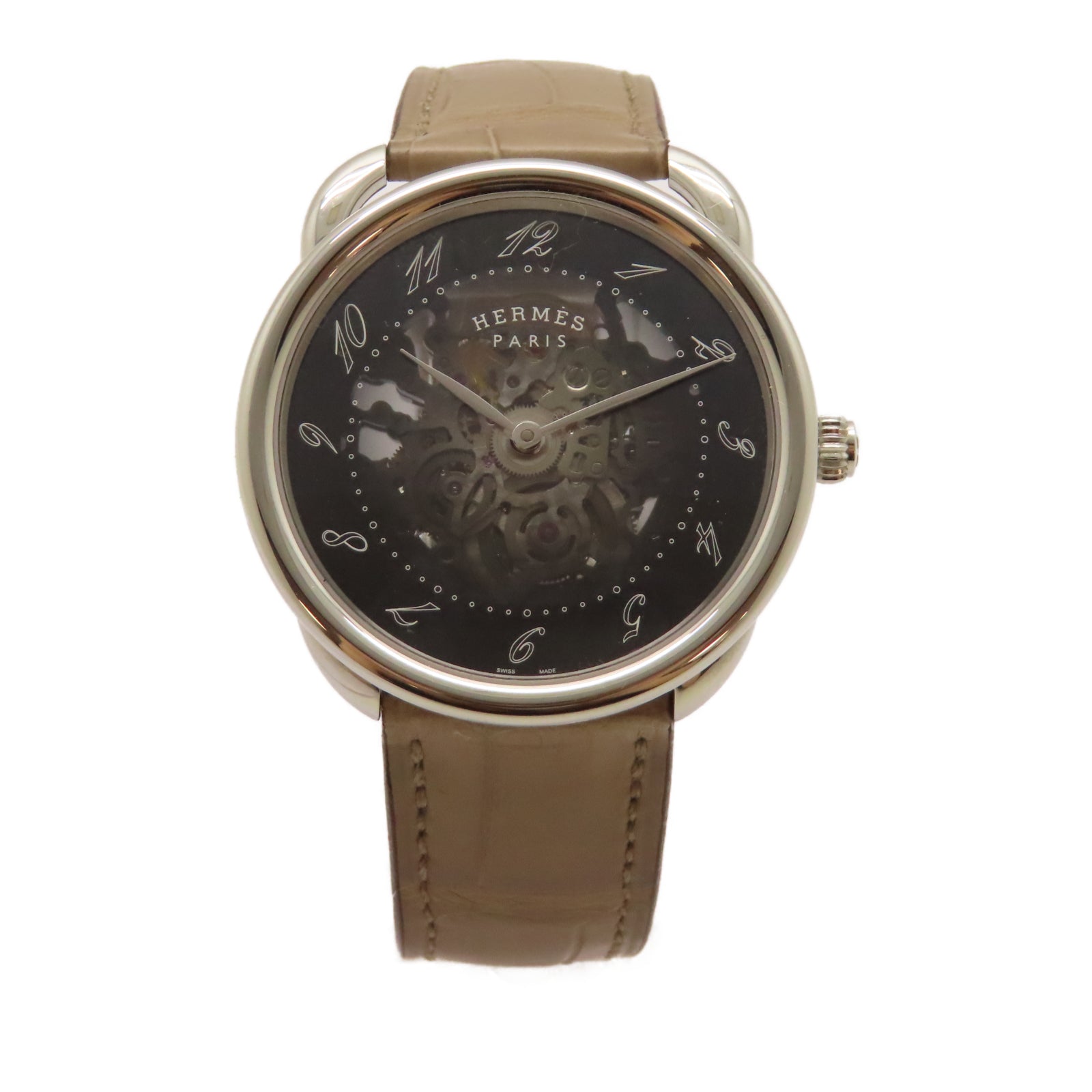 HERMES Arceau Squelette 40mm不鏽鋼/皮革帶手錶自動機芯藍色