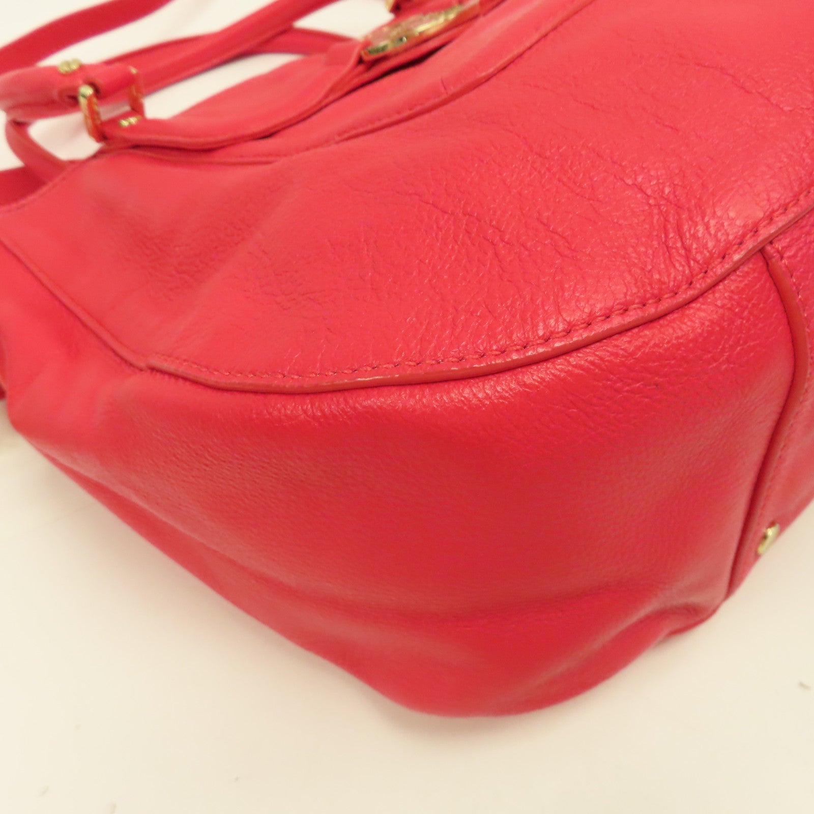 【激減優惠】牛皮皮革Tote Bag金扣手挽肩背兩用袋粉紅色