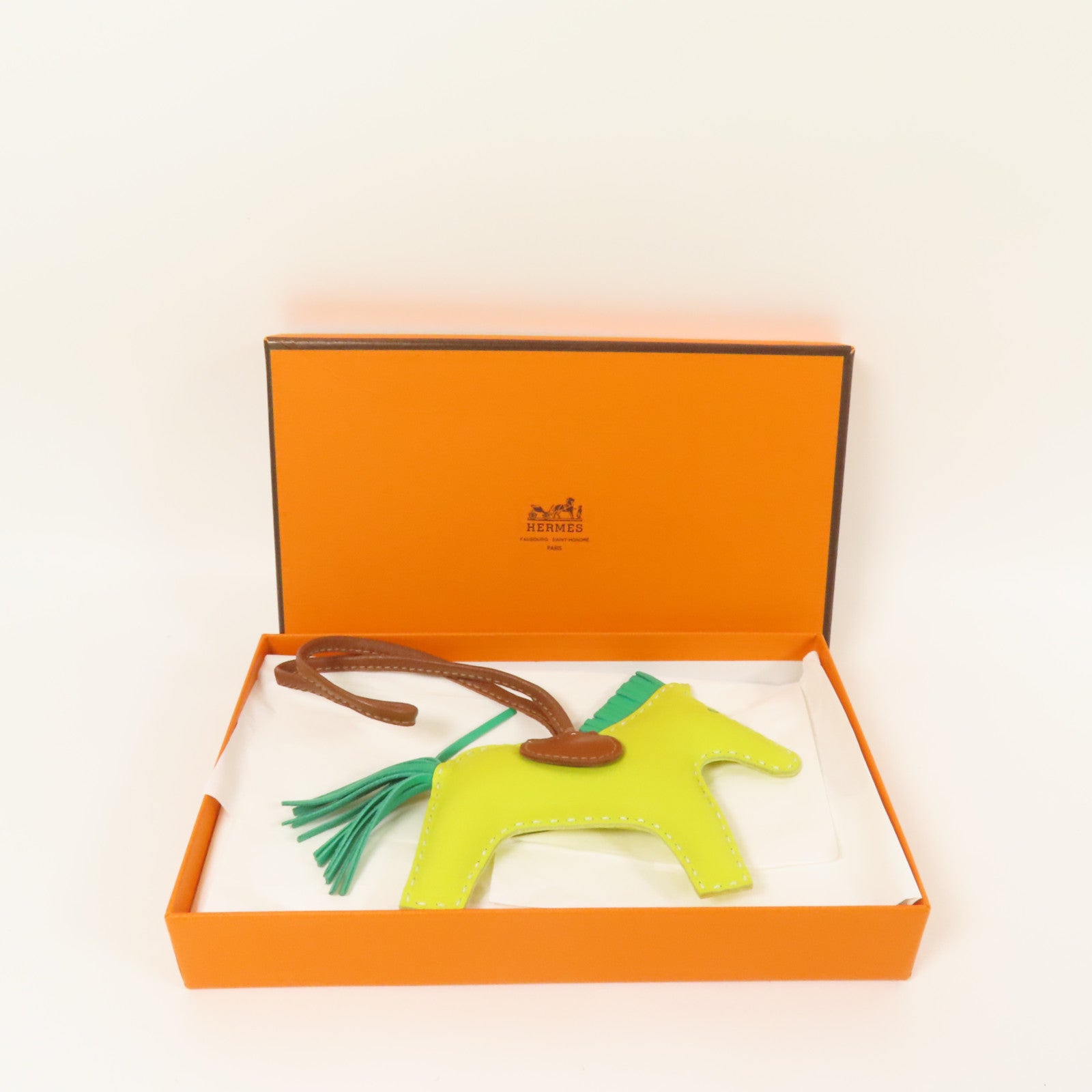 HERMES Milo皮革Rodeo MM掛飾Lime