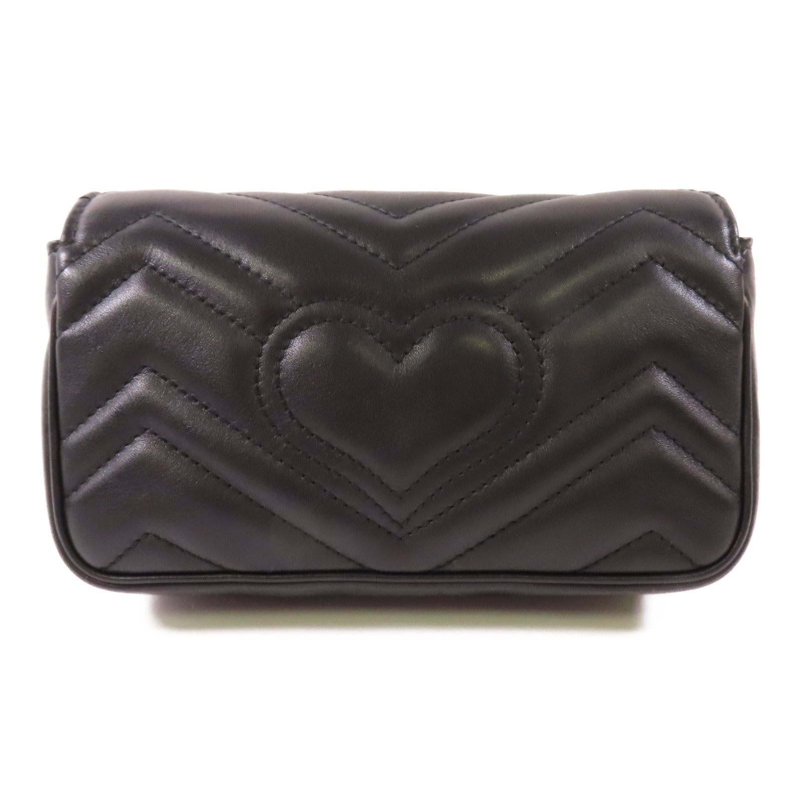 GUCCI Chevron皮革GG Marmont Super Mini Bag金扣鏈帶肩背袋