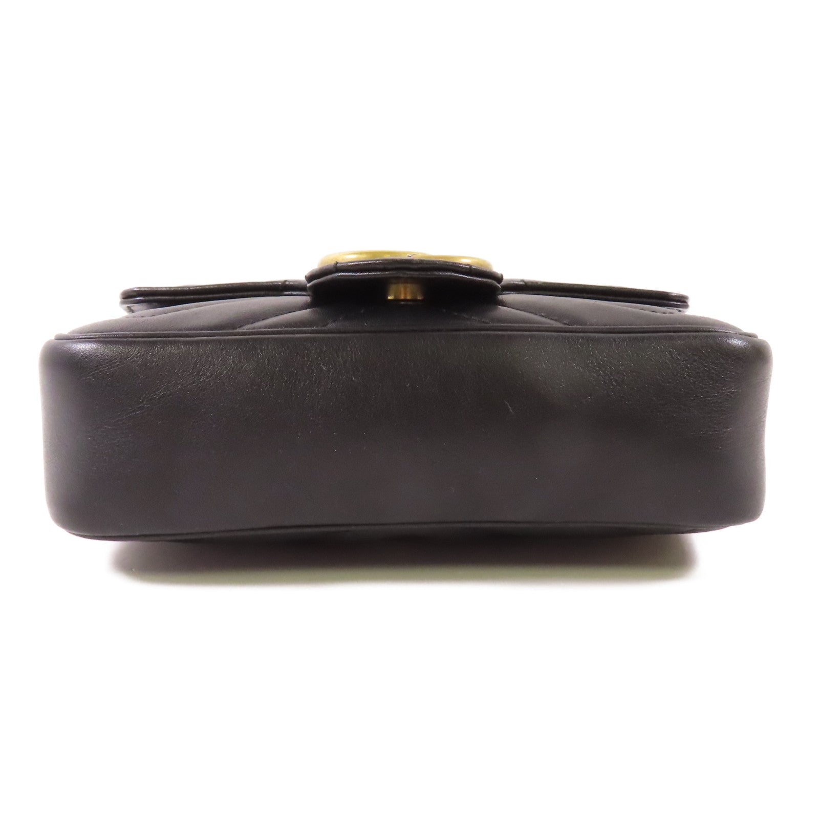 GUCCI Chevron皮革GG Marmont Super Mini Bag金扣鏈帶肩背袋