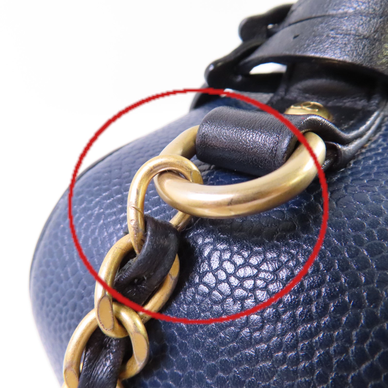 CHANEL 【激減優惠】菱格Caviar皮革Filigree Vanity Case 2Way Shoulder Bag金扣鏈帶手挽肩背兩用袋寶藍色/黑色