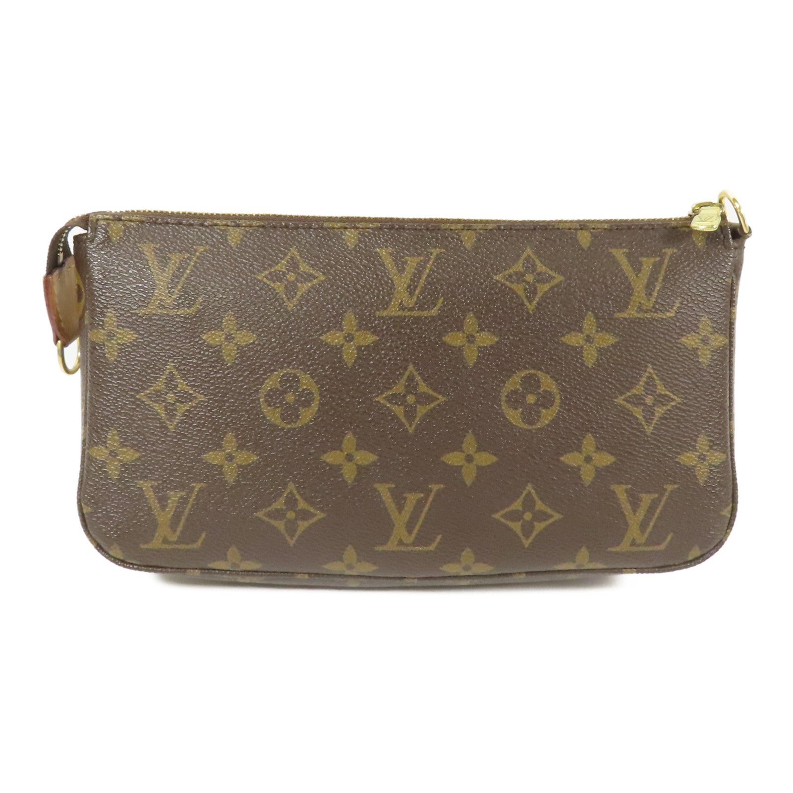 LOUIS VUITTON Monogram Pochette Accessoires金扣手拿包棕色