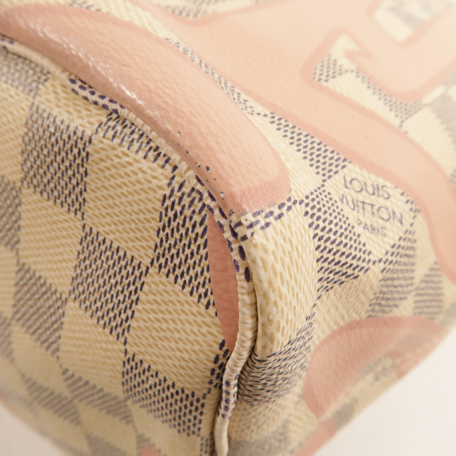 LOUIS VUITTON Damier Azur Tahitienne Neverfull MM金扣肩背袋