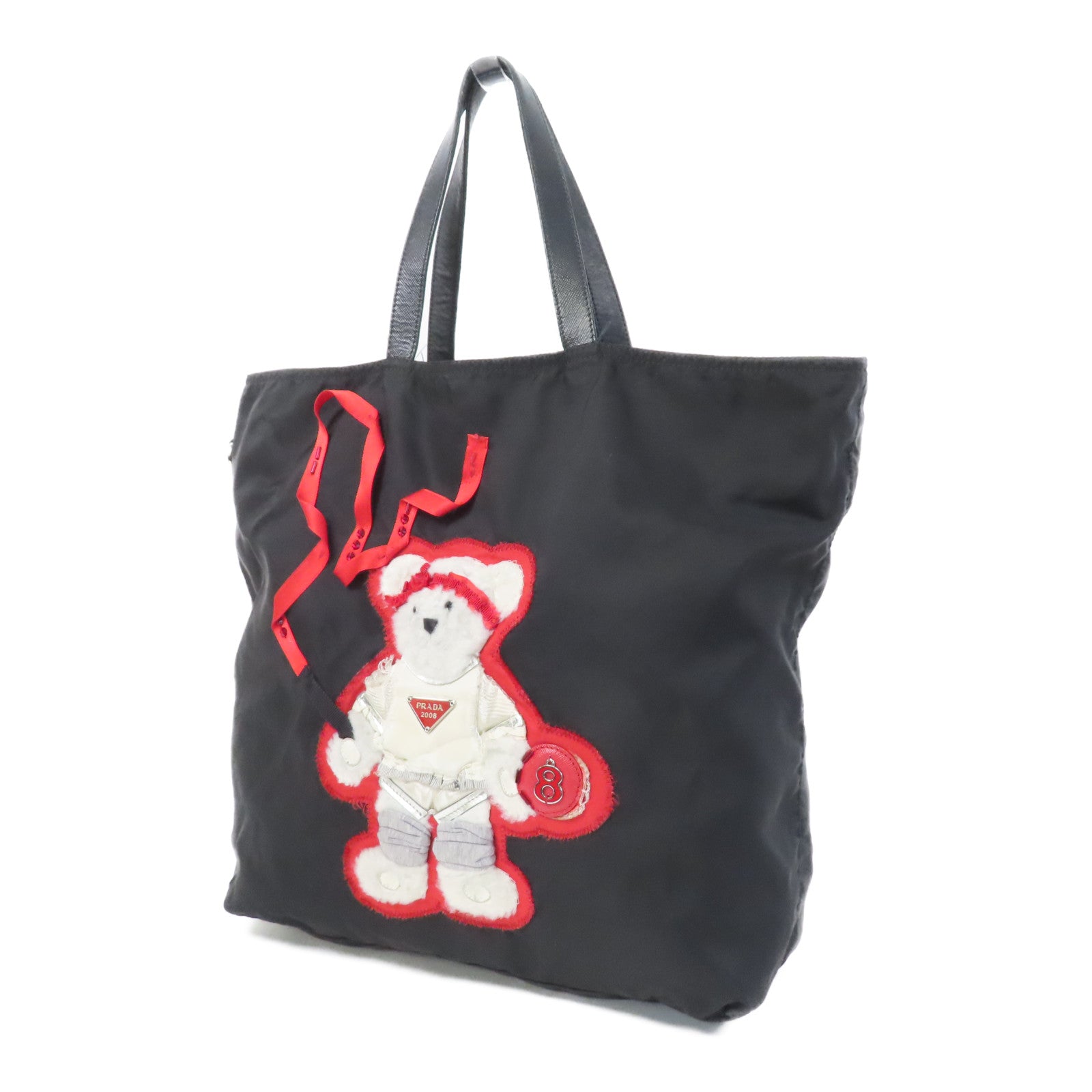 PRADA 尼龍Tote Bag銀扣手挽袋黑色