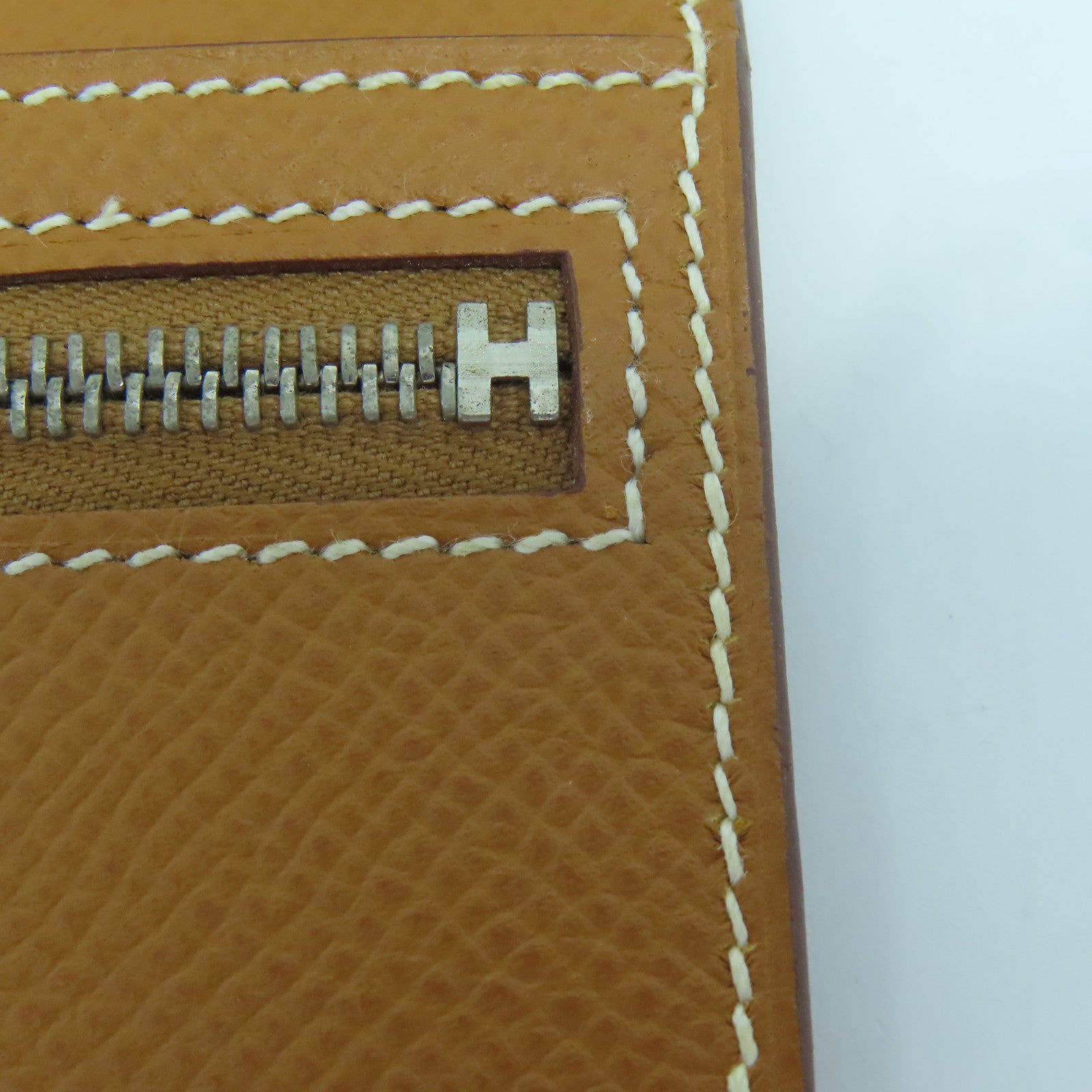 HERMES 【清倉大減價】Epsom皮革Bearn bi-fold銀扣長錢包Gold金色/經典駝色