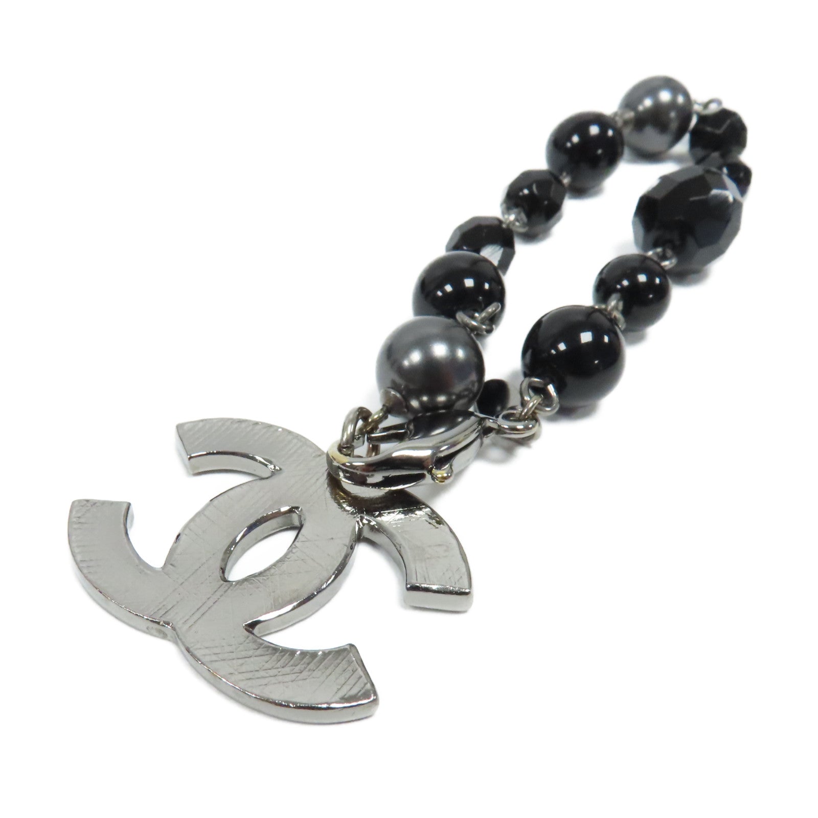 CHANEL PVC CC Bead Bracelet銀扣手鏈黑色