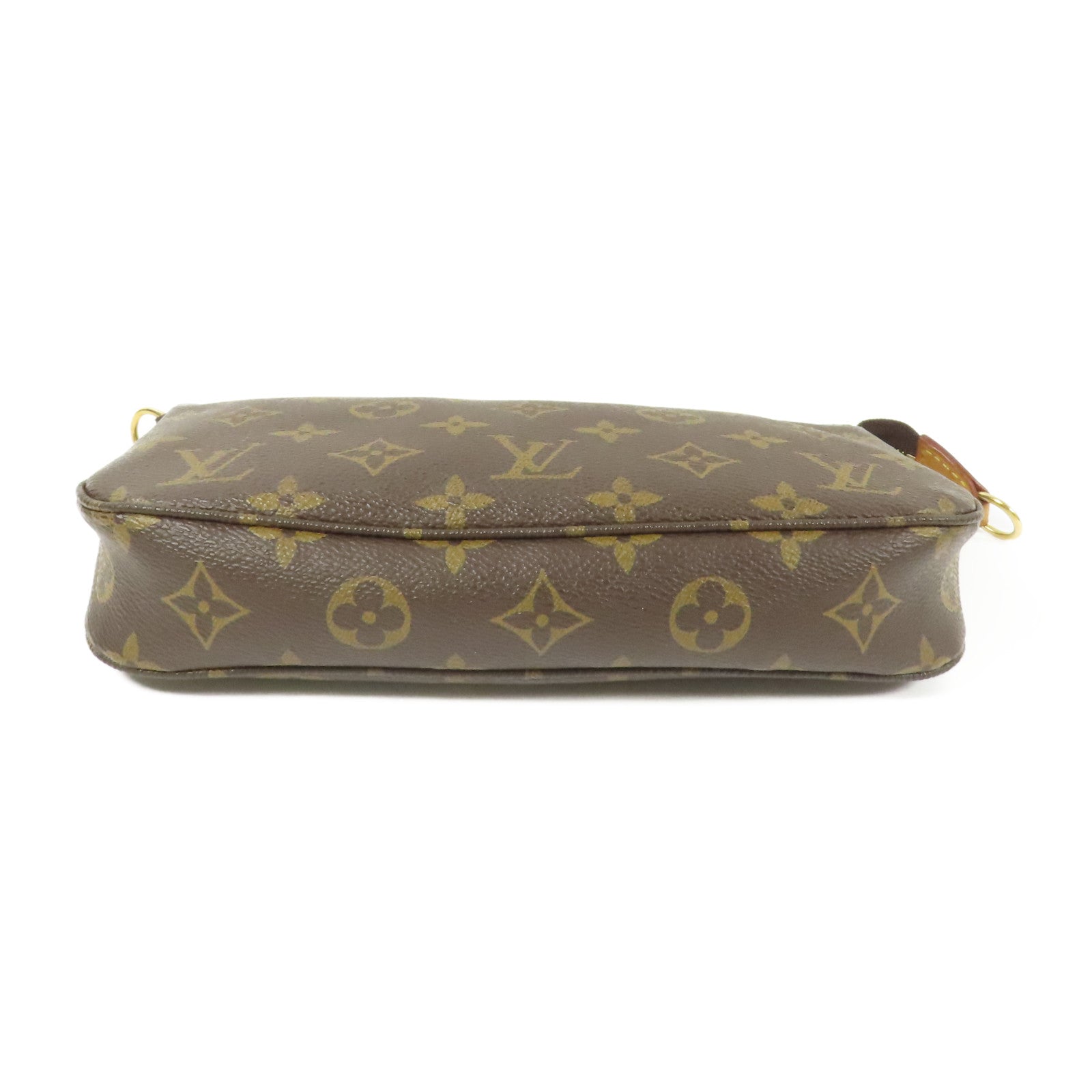 LOUIS VUITTON Monogram Pochette Accessoires金扣手拿包棕色