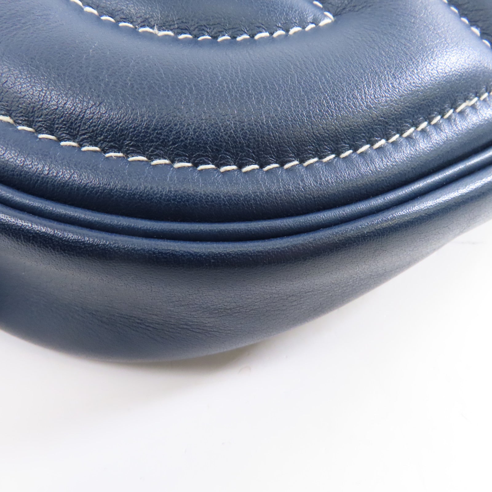 HERMES Swift皮革The Loop Belt銀扣肩背袋深藍色