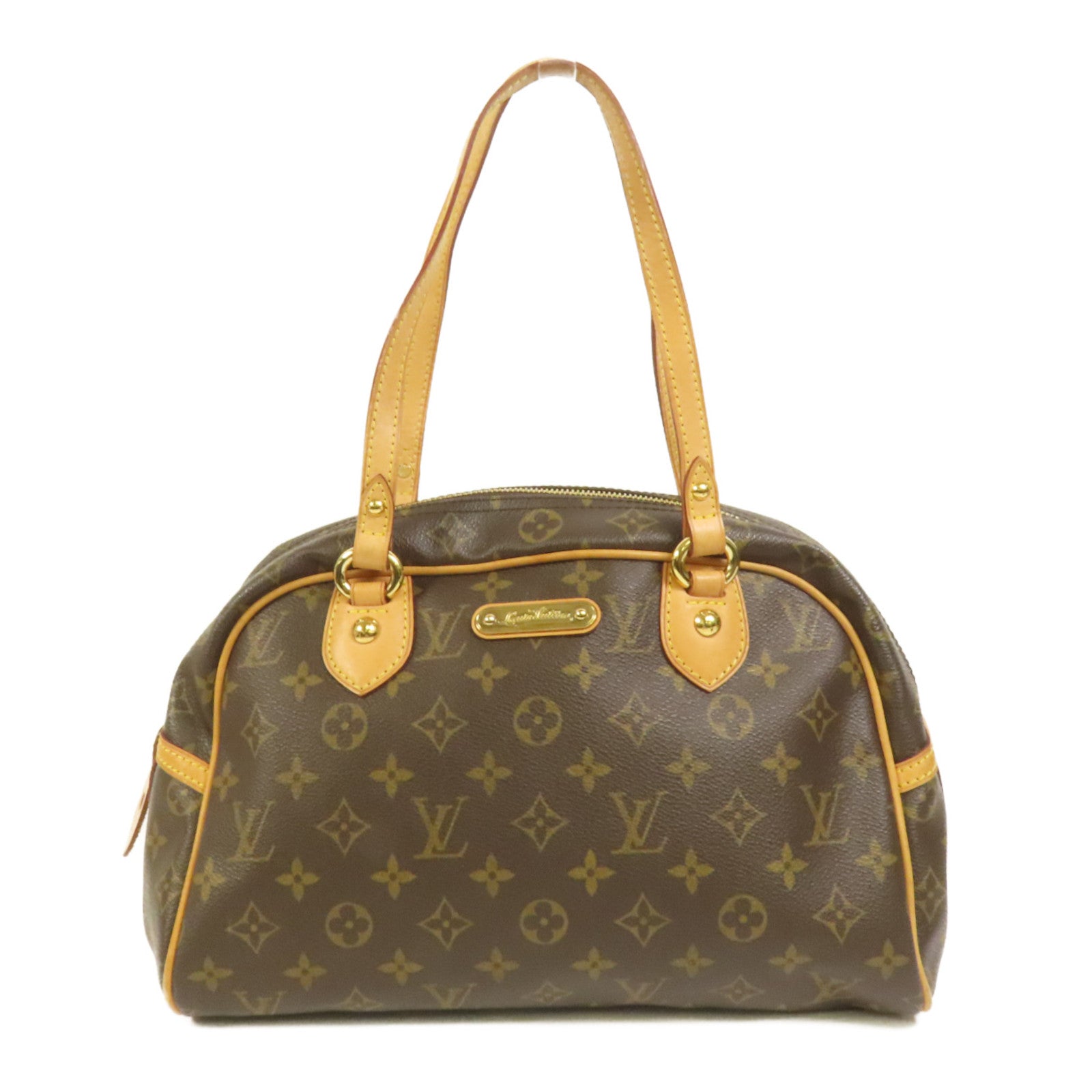 LOUIS VUITTON Monogram Montorgueil PM金扣肩背袋棕色