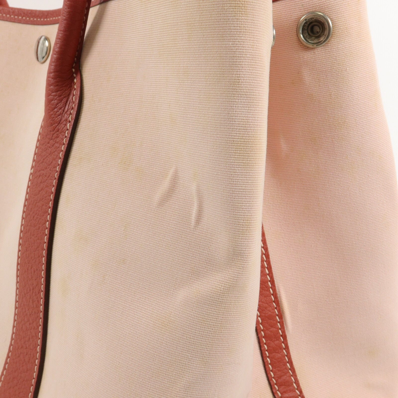 HERMES Toile/Negonda皮革Garden Party PM手挽袋Rose Sakura/Rouge Duchesse