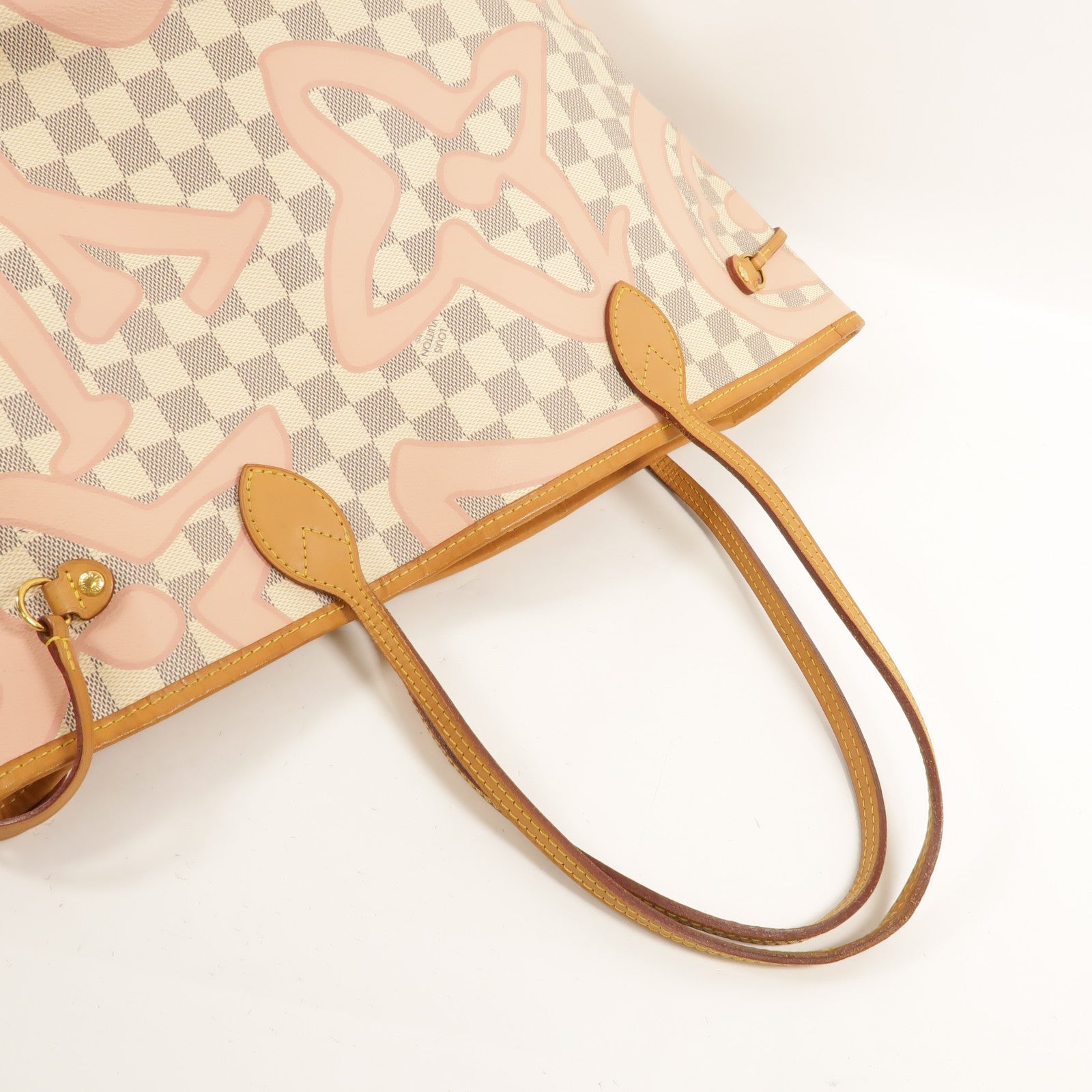 LOUIS VUITTON Damier Azur Tahitienne Neverfull MM金扣肩背袋