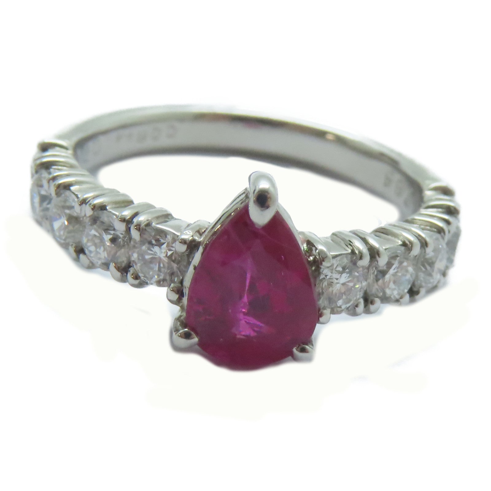 JEWELRY 【激減優惠】PT900鉑金Ruby Ring 1.02ct紅寶石/0.765ct鑚石戒指US#5.5