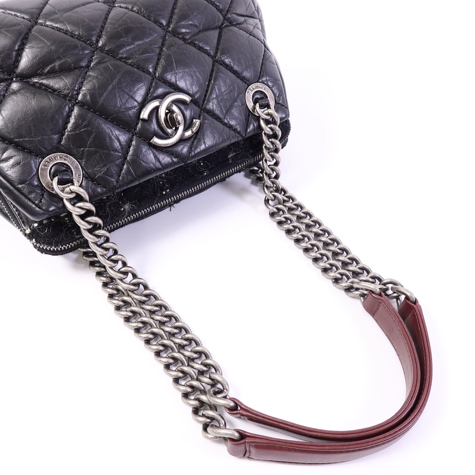 CHANEL Tweed/牛皮皮革Chain Shoulder Bag鏈帶肩背袋