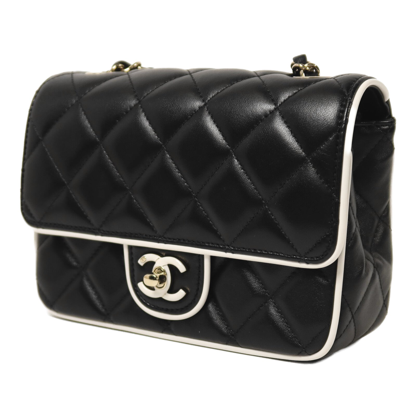 CHANEL 羊皮皮革Mini Flap金扣鏈帶肩背袋