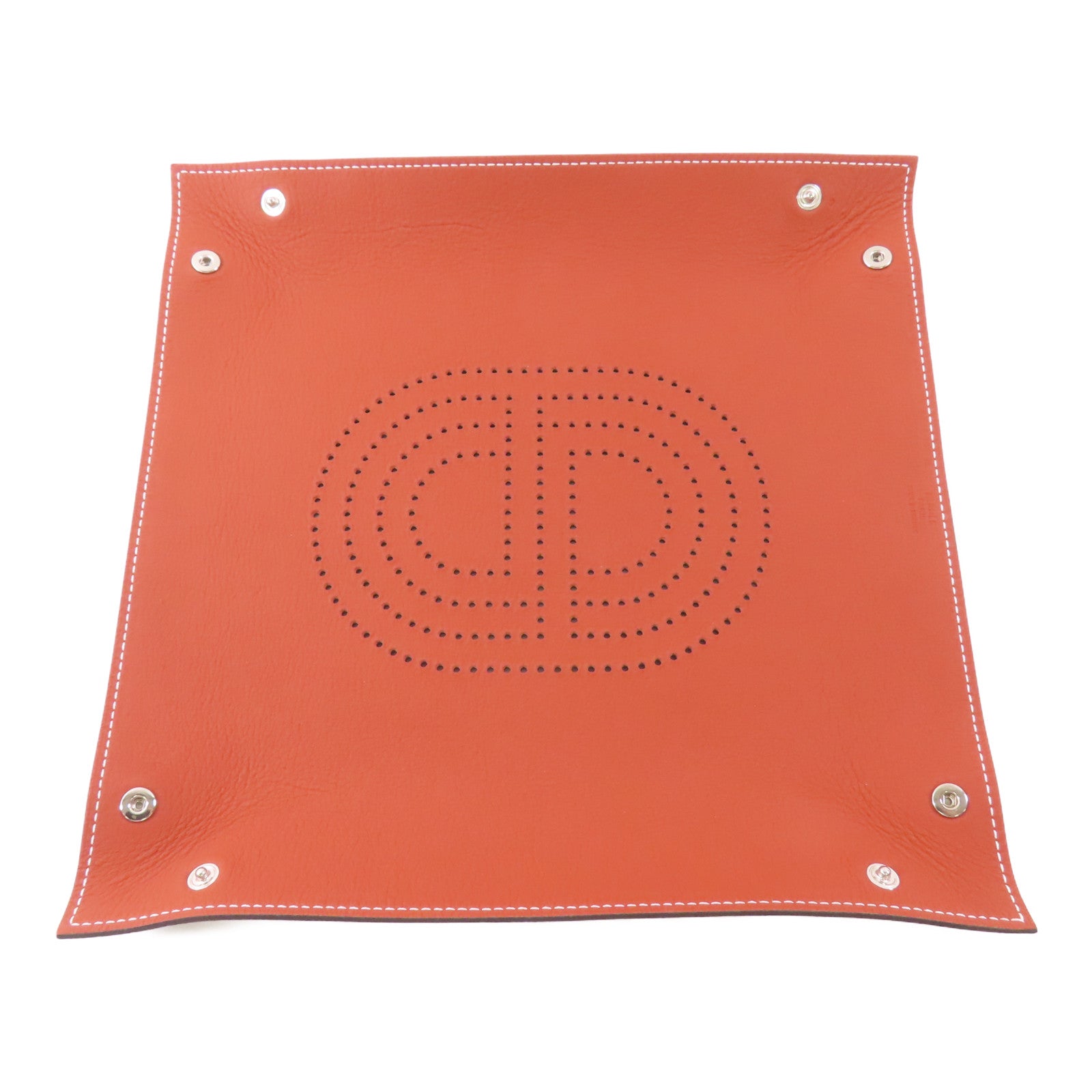 HERMES PHW In The Loop Change Tray Taurillon Clemence Leather Green Brown