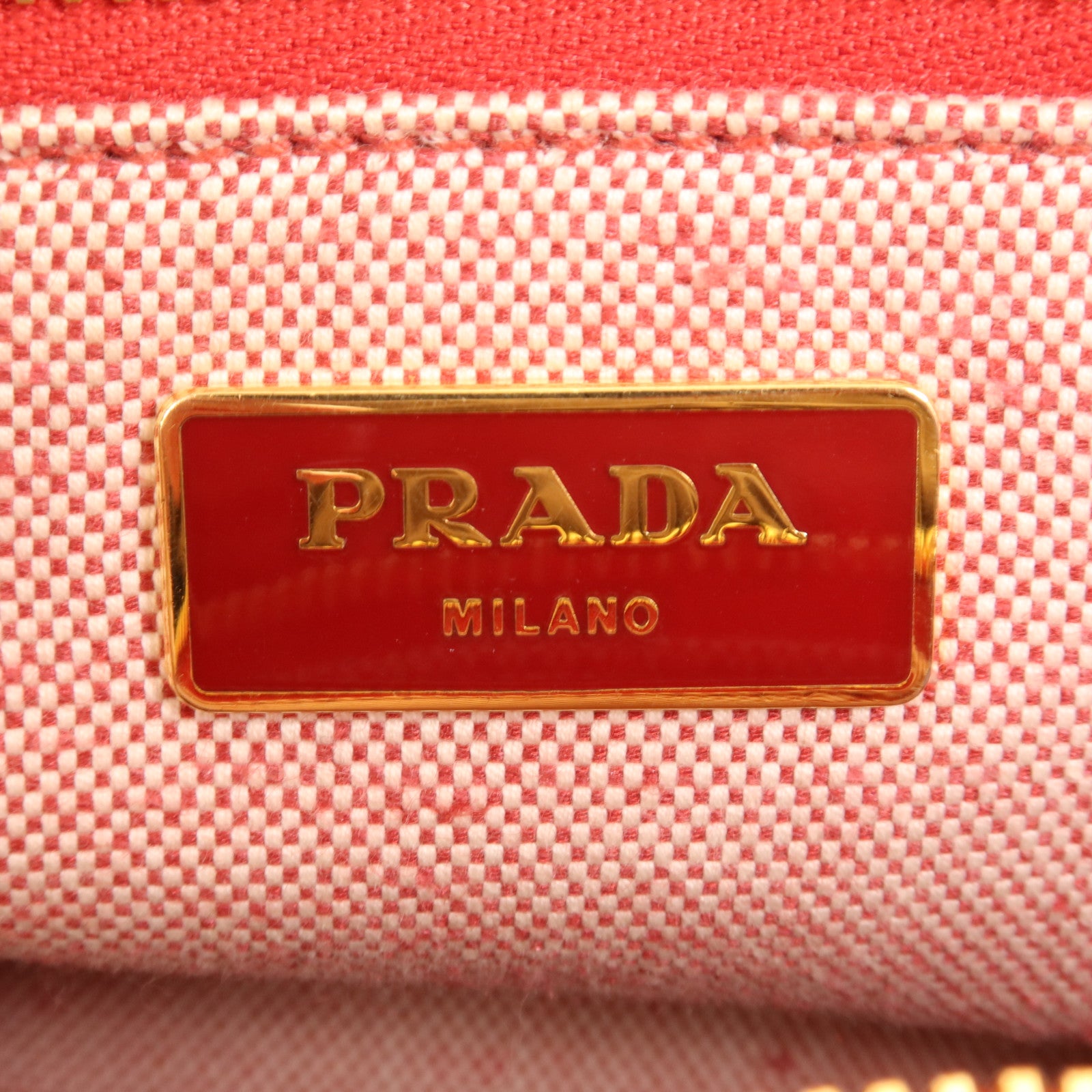 PRADA 帆布Canapa金扣手挽袋