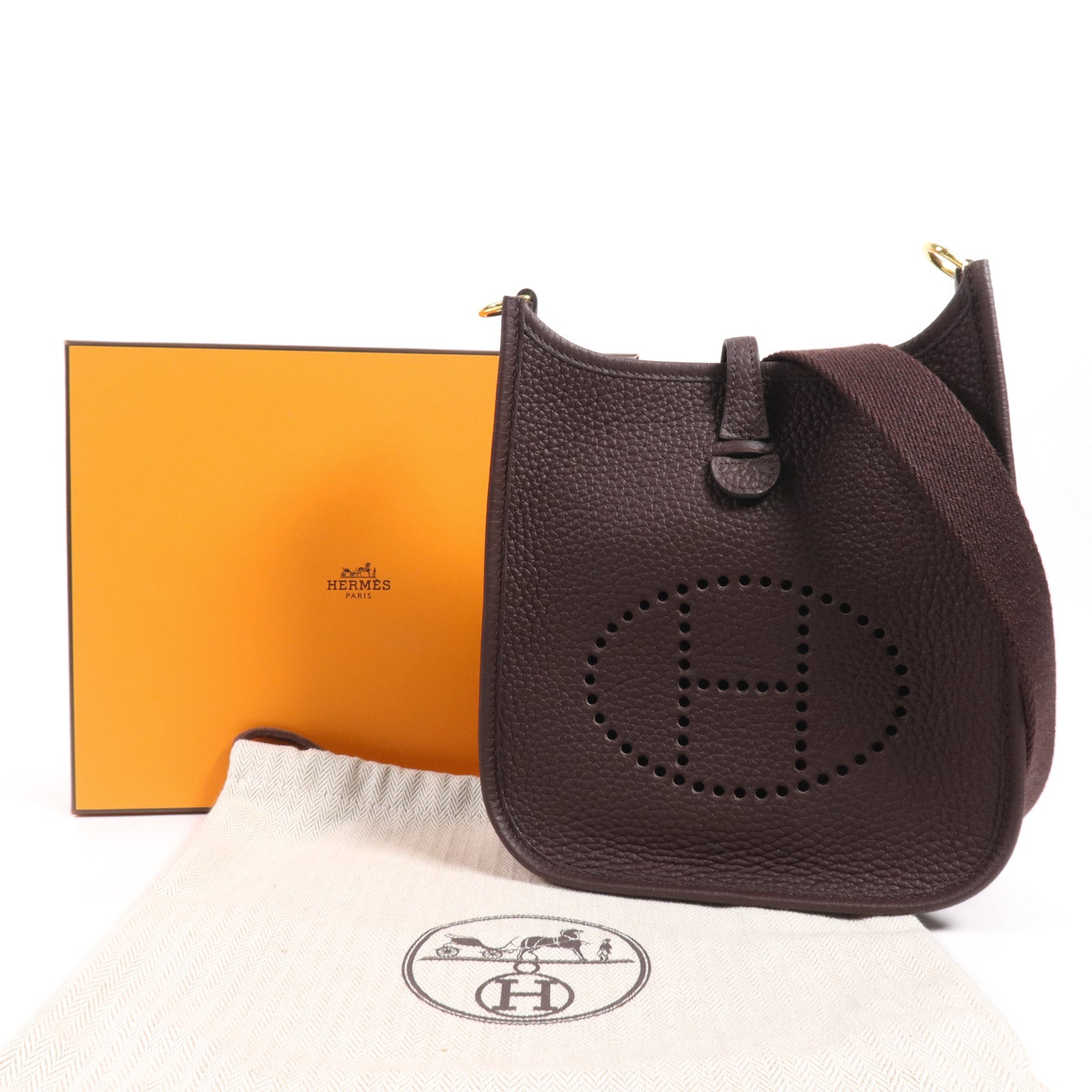 HERMES Clemence皮革Evelyne TPM金扣肩背袋