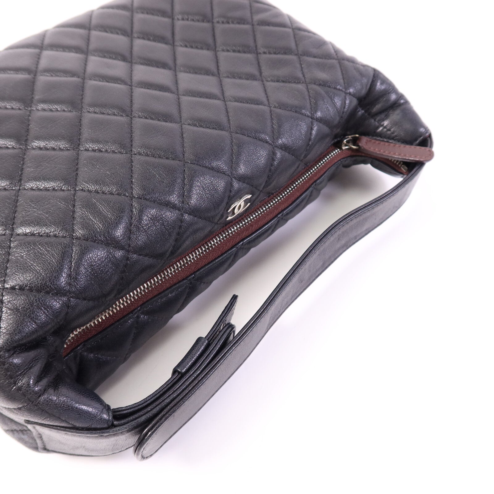 CHANEL 羊皮皮革Vintage Hobo Bag銀扣肩背袋