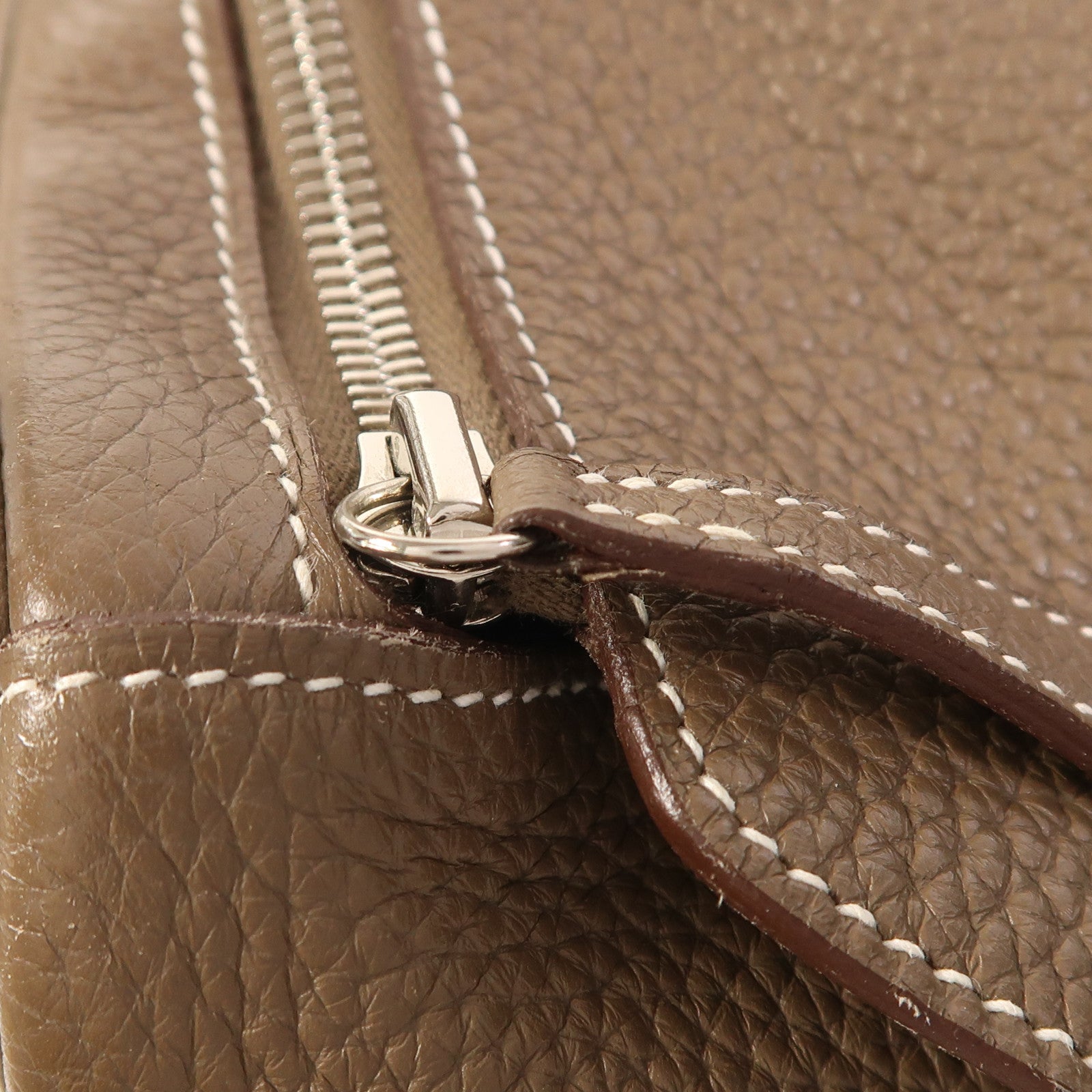 HERMES Clemence皮革Lindy 34銀扣手挽肩背兩用袋Etoupe