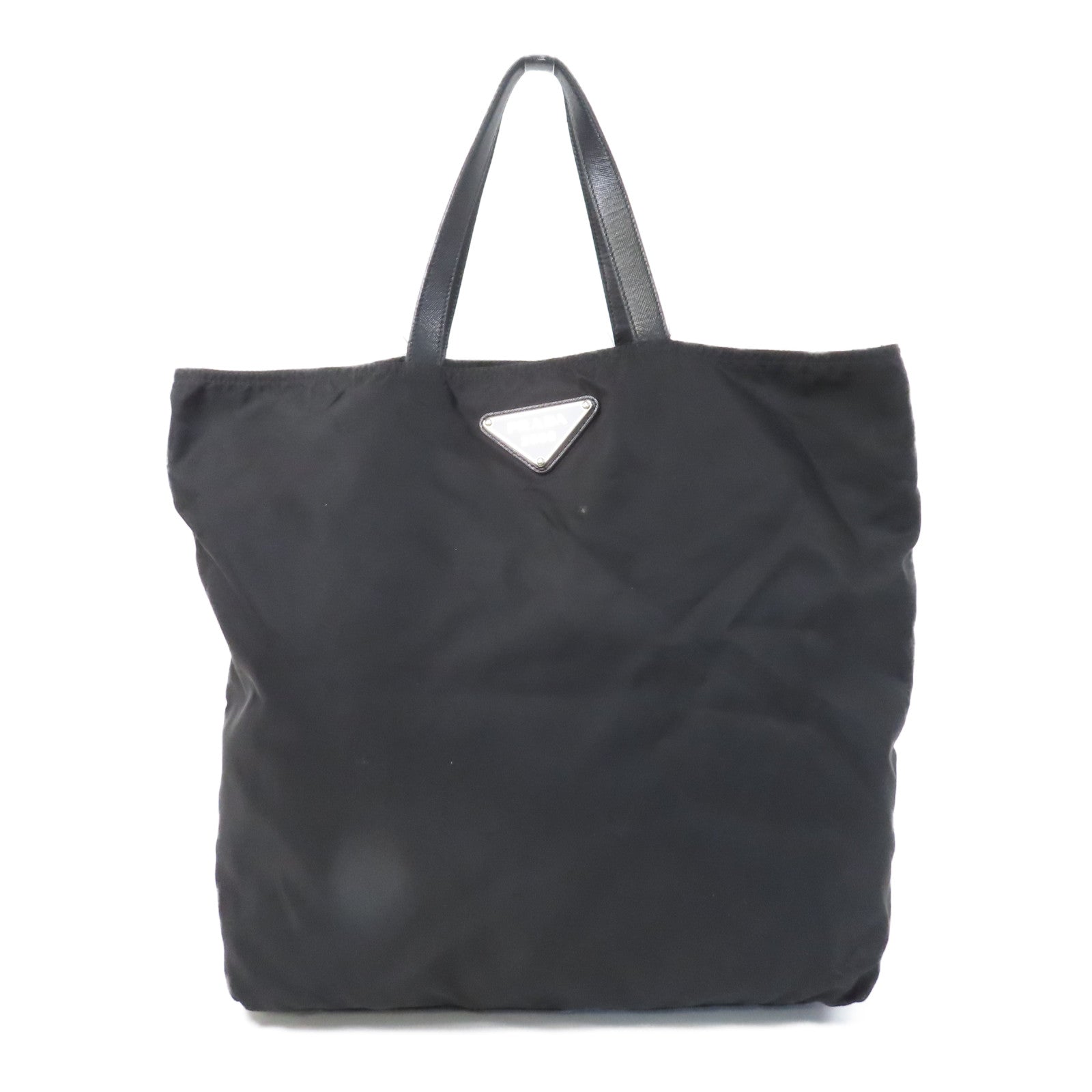 PRADA 尼龍Tote Bag銀扣手挽袋黑色