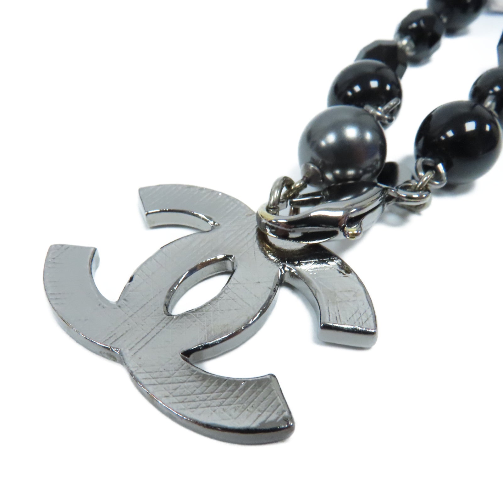 CHANEL PVC CC Bead Bracelet銀扣手鏈黑色