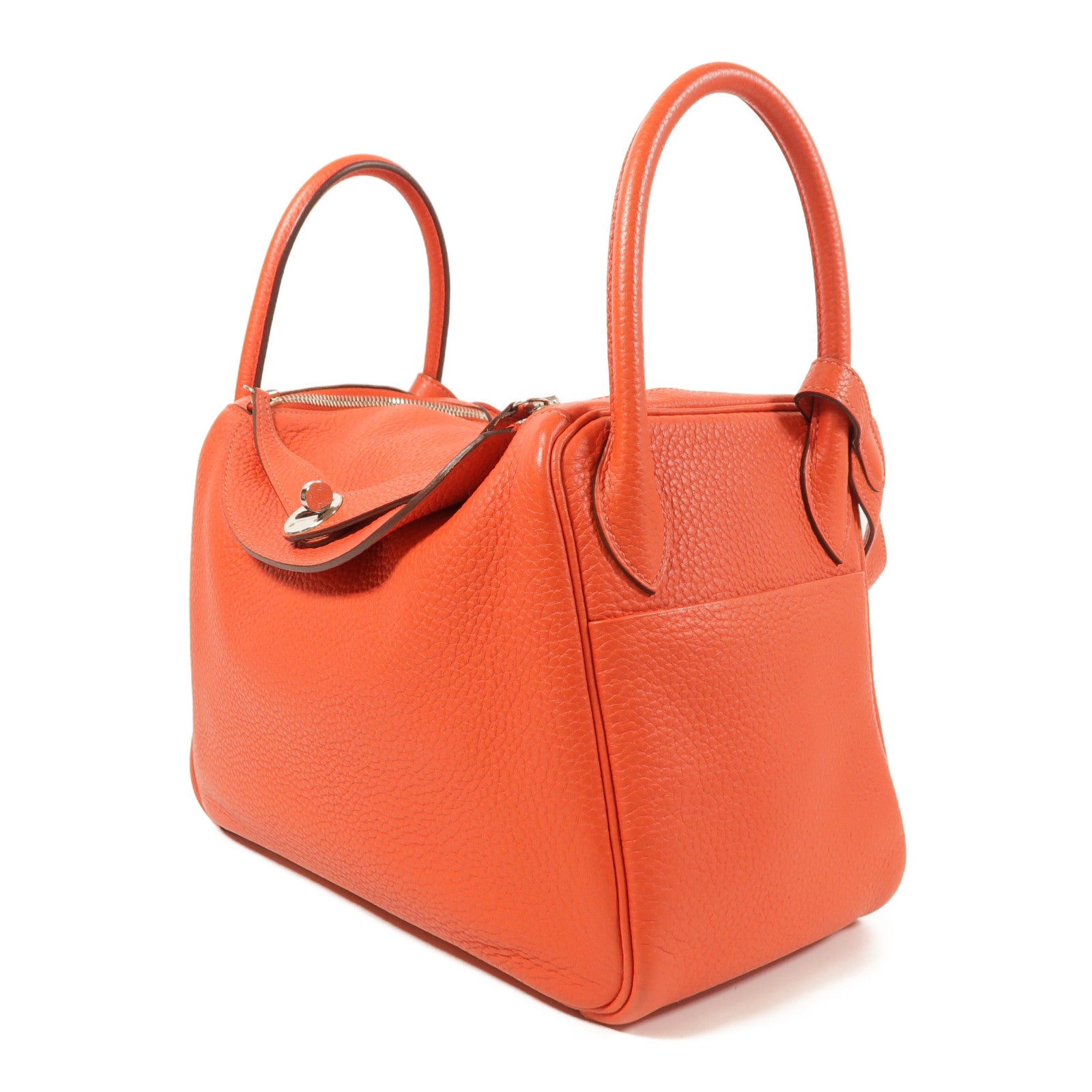 HERMES PHW Lindy 30 2 Way Shoulder Bag Taurillon Clemence Leather Rouge Tomate