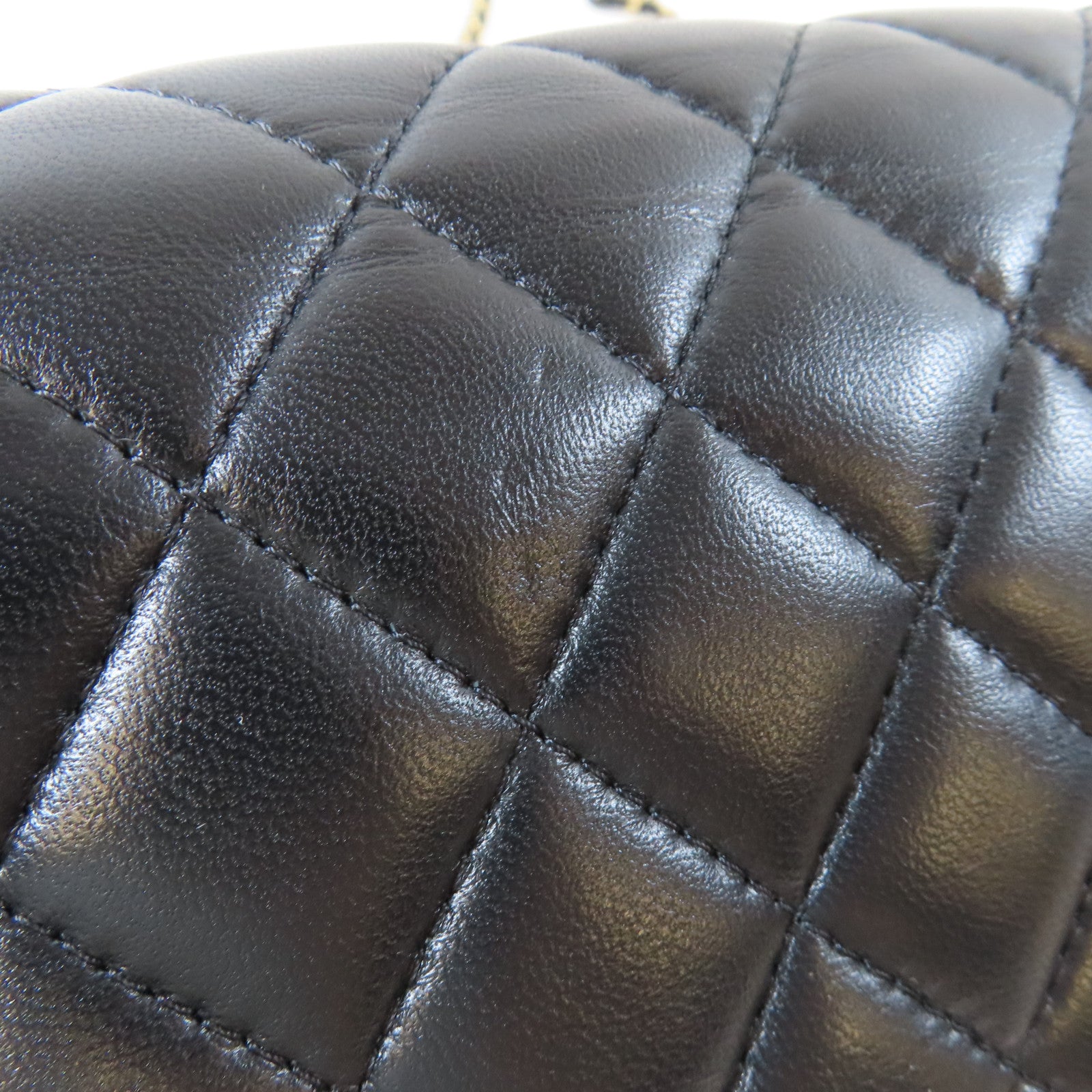 CHANEL 菱格羊皮皮革Mini Flap Bag金扣鏈帶肩背袋黑色