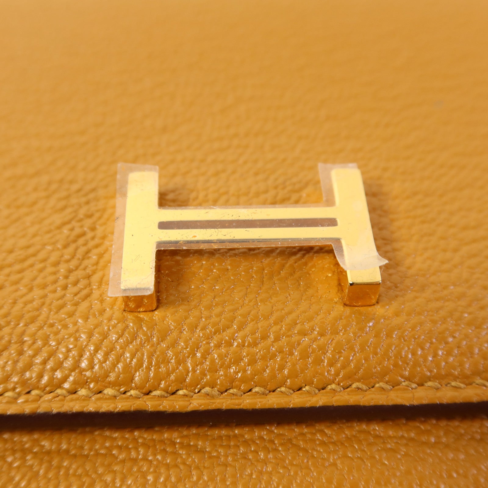 HERMES Chevre皮革Bearn Wallet金扣錢包Sesame