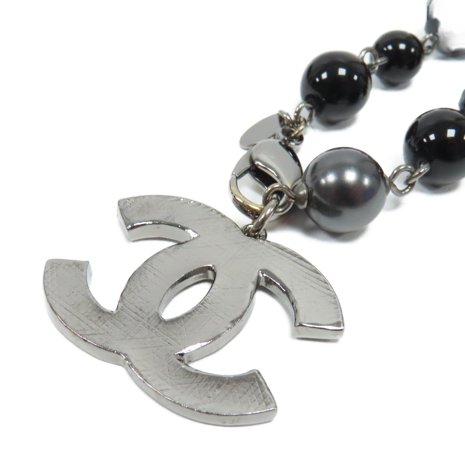 CHANEL PVC CC Bead Bracelet銀扣手鏈黑色
