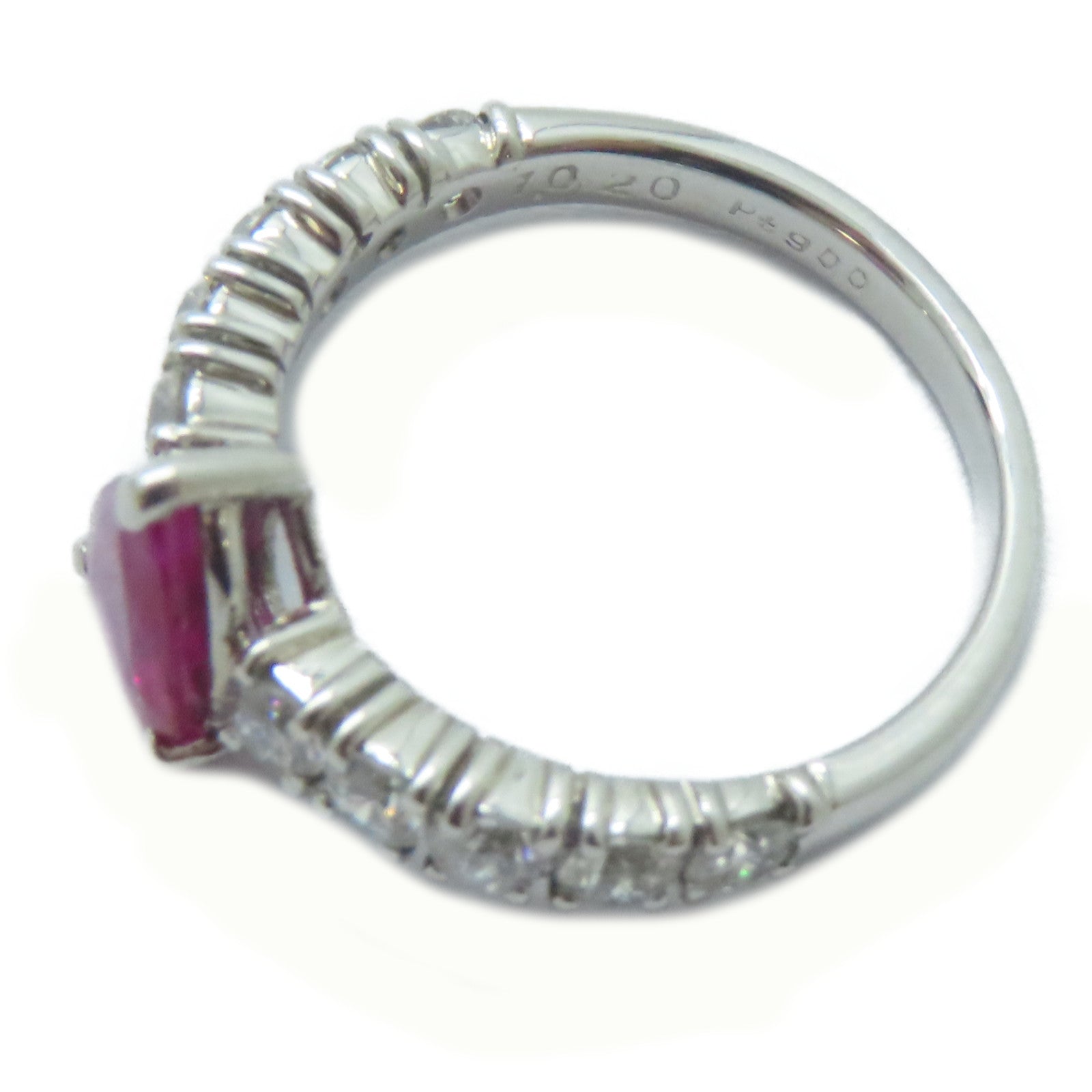JEWELRY 【激減優惠】PT900鉑金Ruby Ring 1.02ct紅寶石/0.765ct鑚石戒指US#5.5