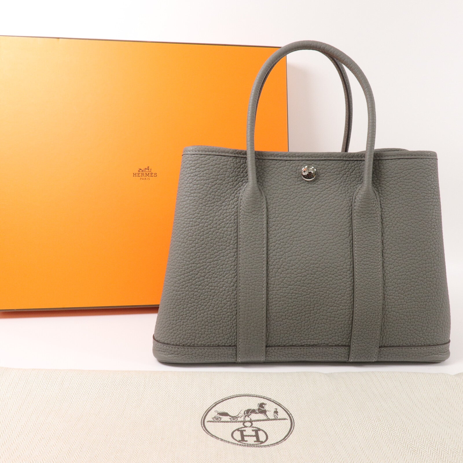 HERMES Negonda皮革Garden Party TPM手挽袋Gris Meyer