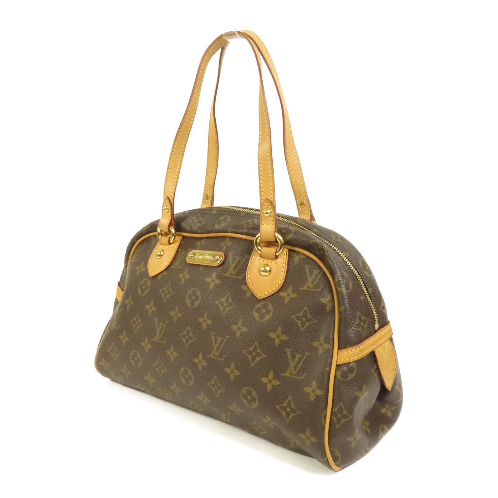 LOUIS VUITTON Monogram Montorgueil PM金扣肩背袋棕色