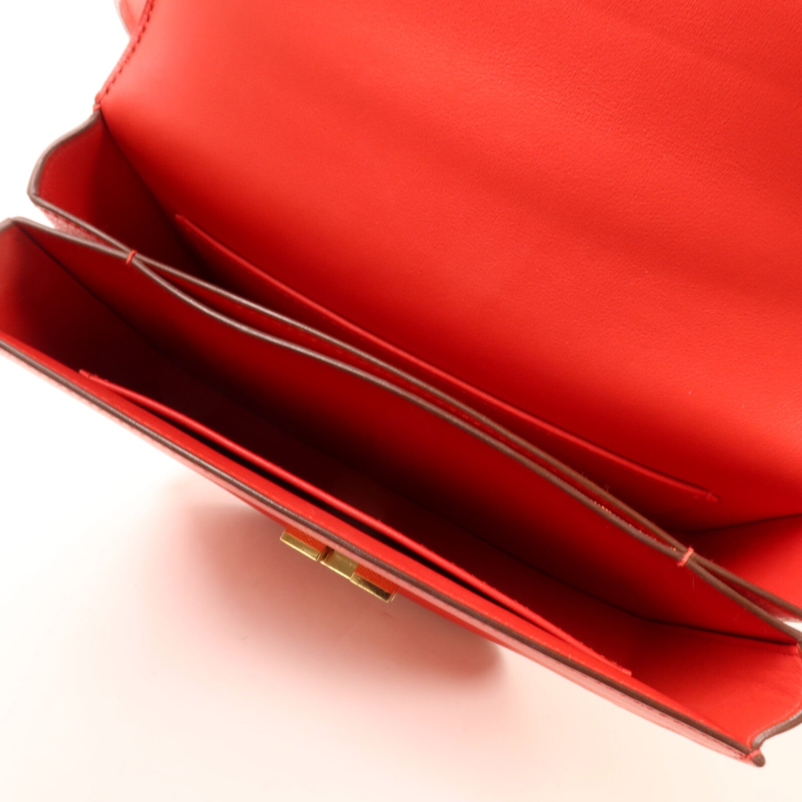 HERMES Epsom皮革Mosaique AU 24 Bag肩背袋Rouge Casaque