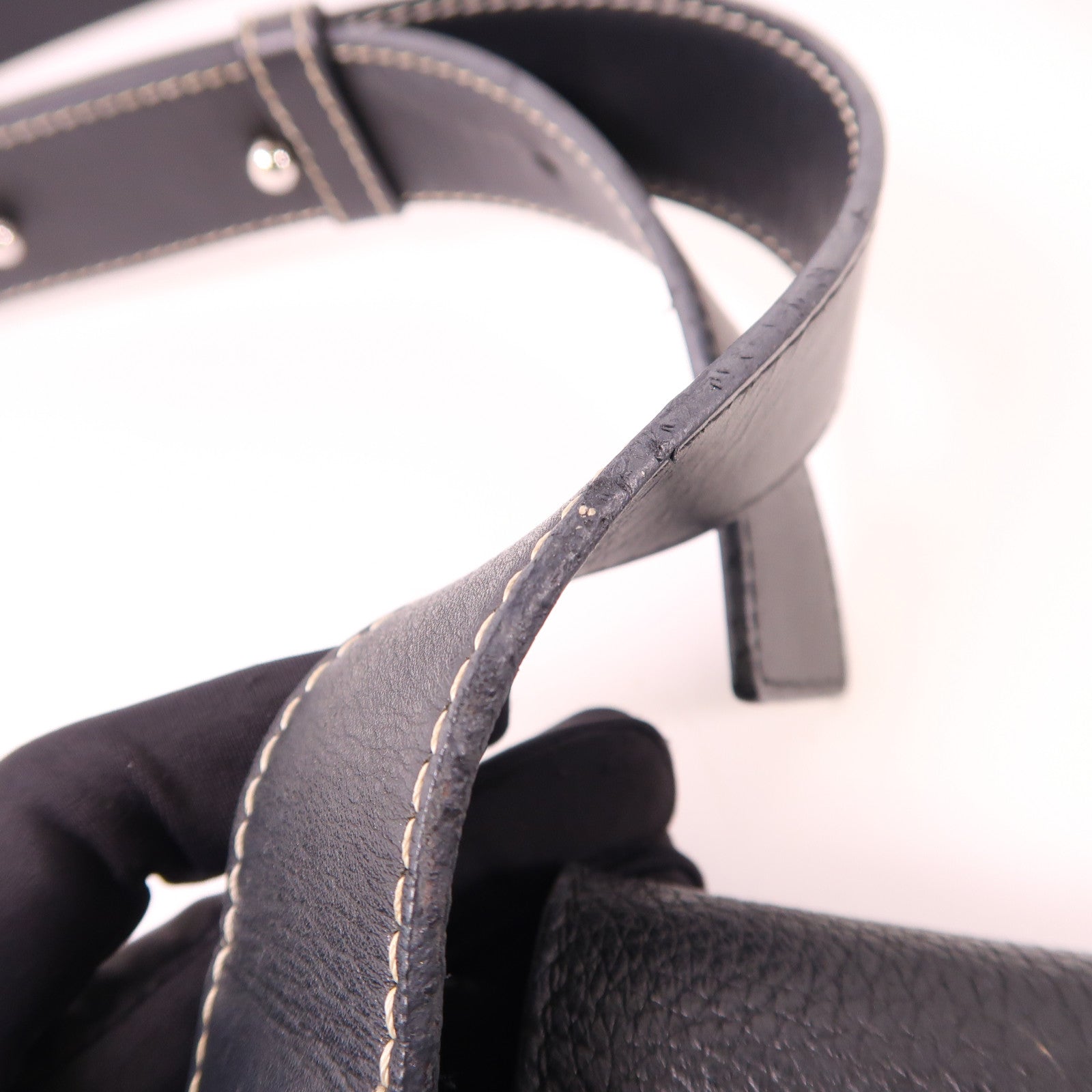LOEWE SHW Shoulder Bag Calfskin Leather Black
