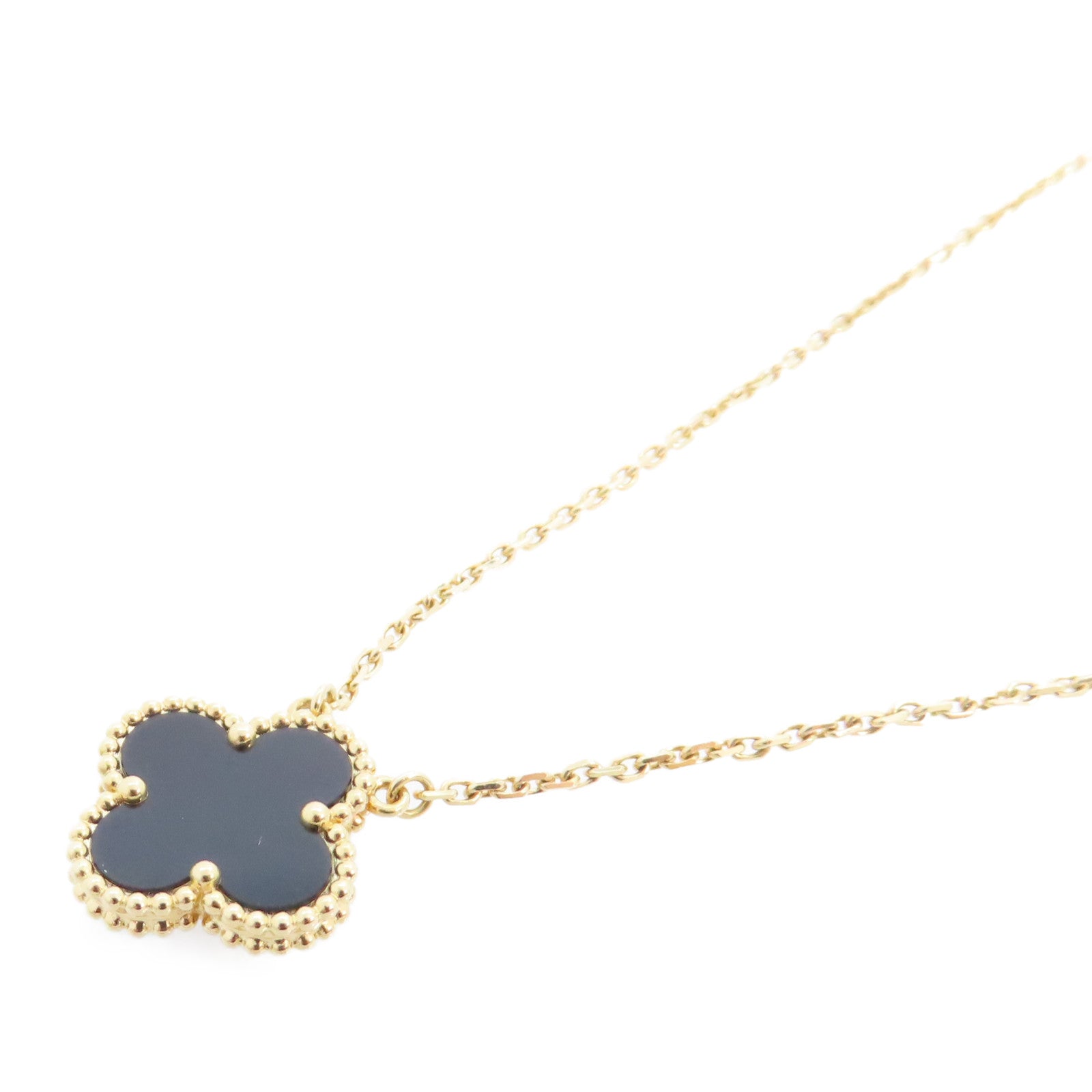 Van Cleef & Arpels 18K黃金/瑪瑙Vintage Alhambra Necklace金扣項鏈