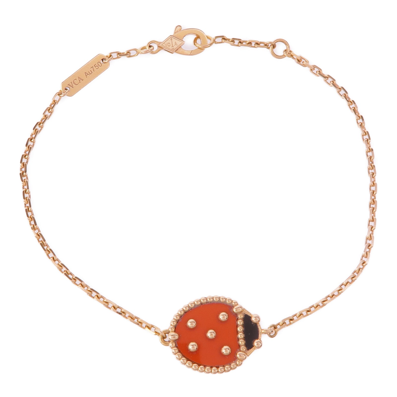 Van Cleef & Arpels 18K玫瑰金Lucky Spring Bracelet瑪瑙/縞瑪瑙手鏈