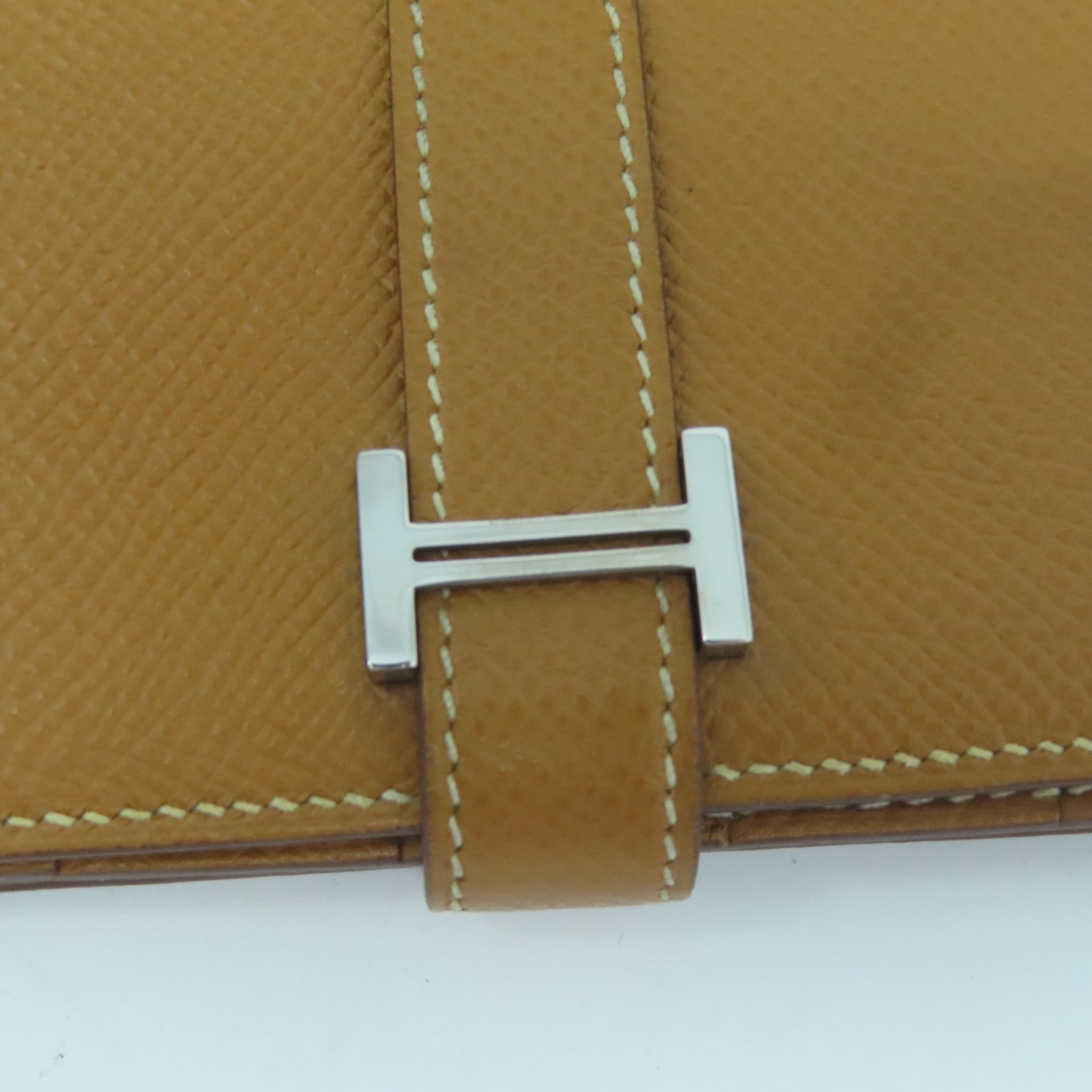 HERMES 【清倉大減價】Epsom皮革Bearn bi-fold銀扣長錢包Gold金色/經典駝色