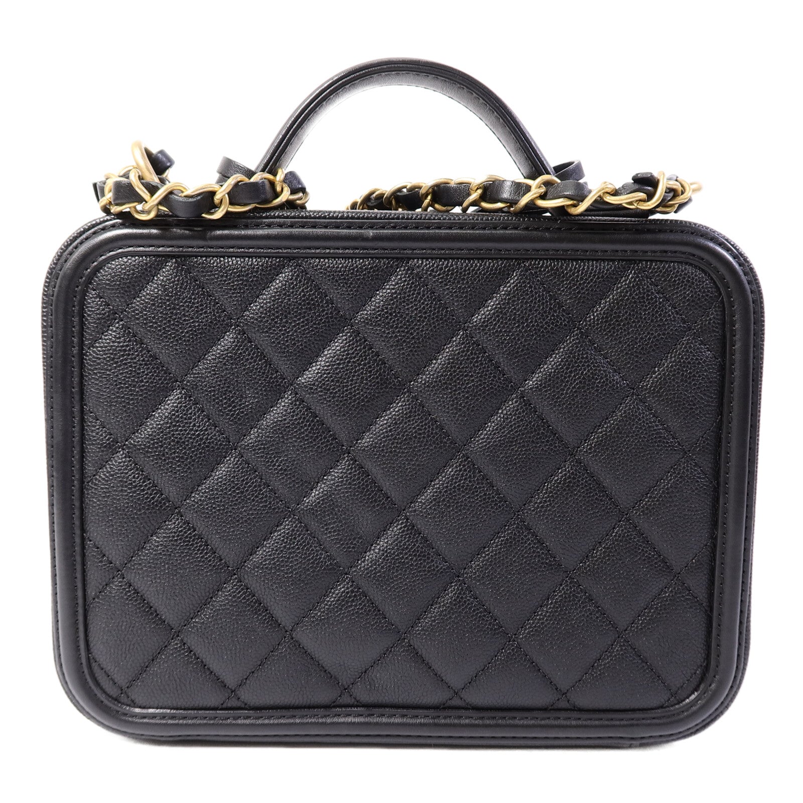 CHANEL 牛皮皮革CC Filigree Vanity Case Medium手挽肩背兩用袋
