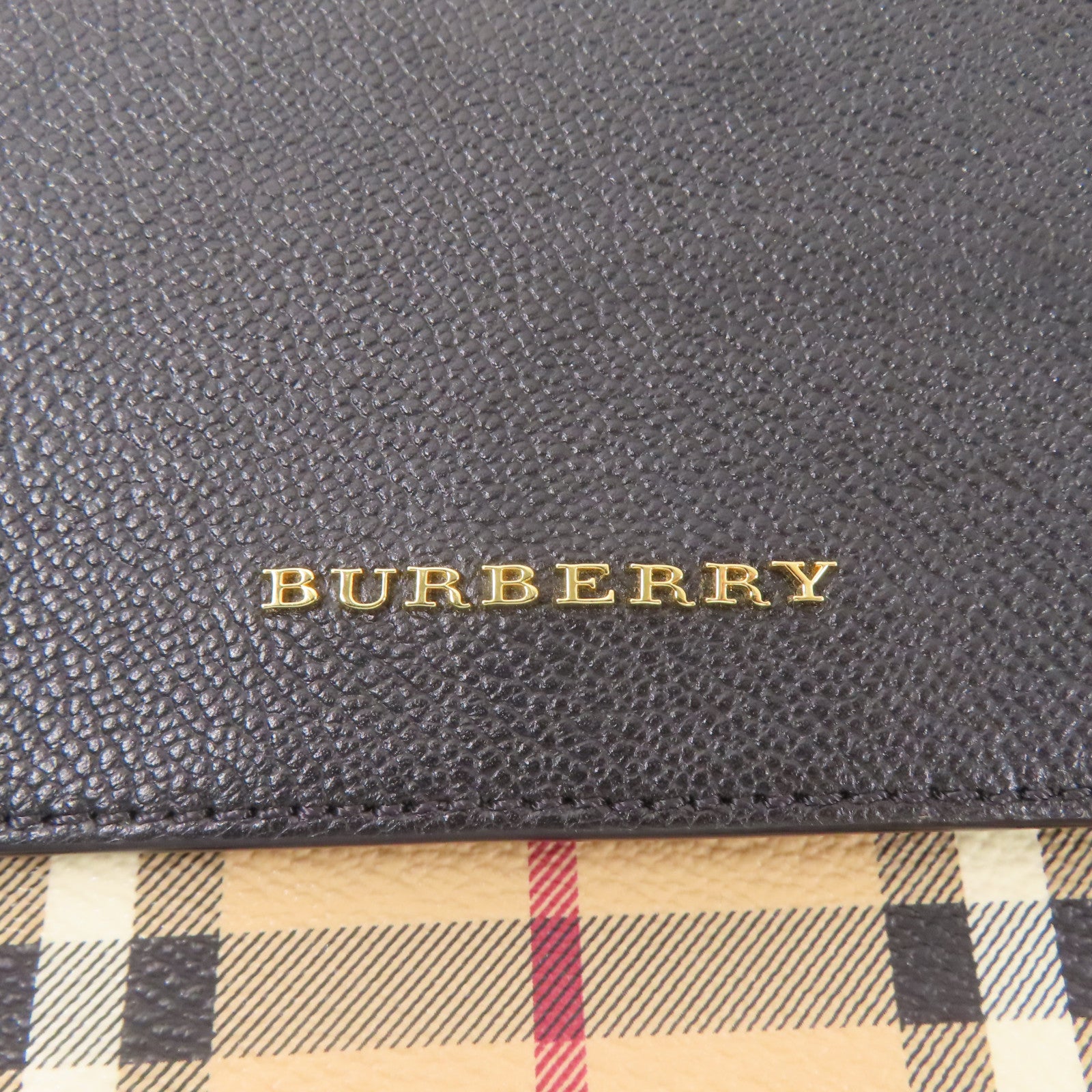 BURBERRY 塗層帆布Shoulder Bag金扣肩背袋黑色/米色
