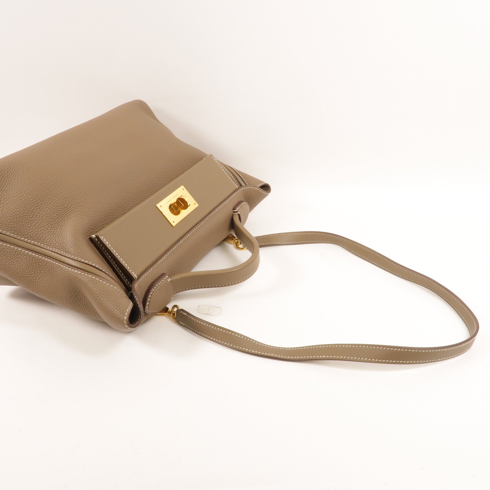 HERMES Clemence皮革24/24 29cm手挽肩背兩用袋Etoupe