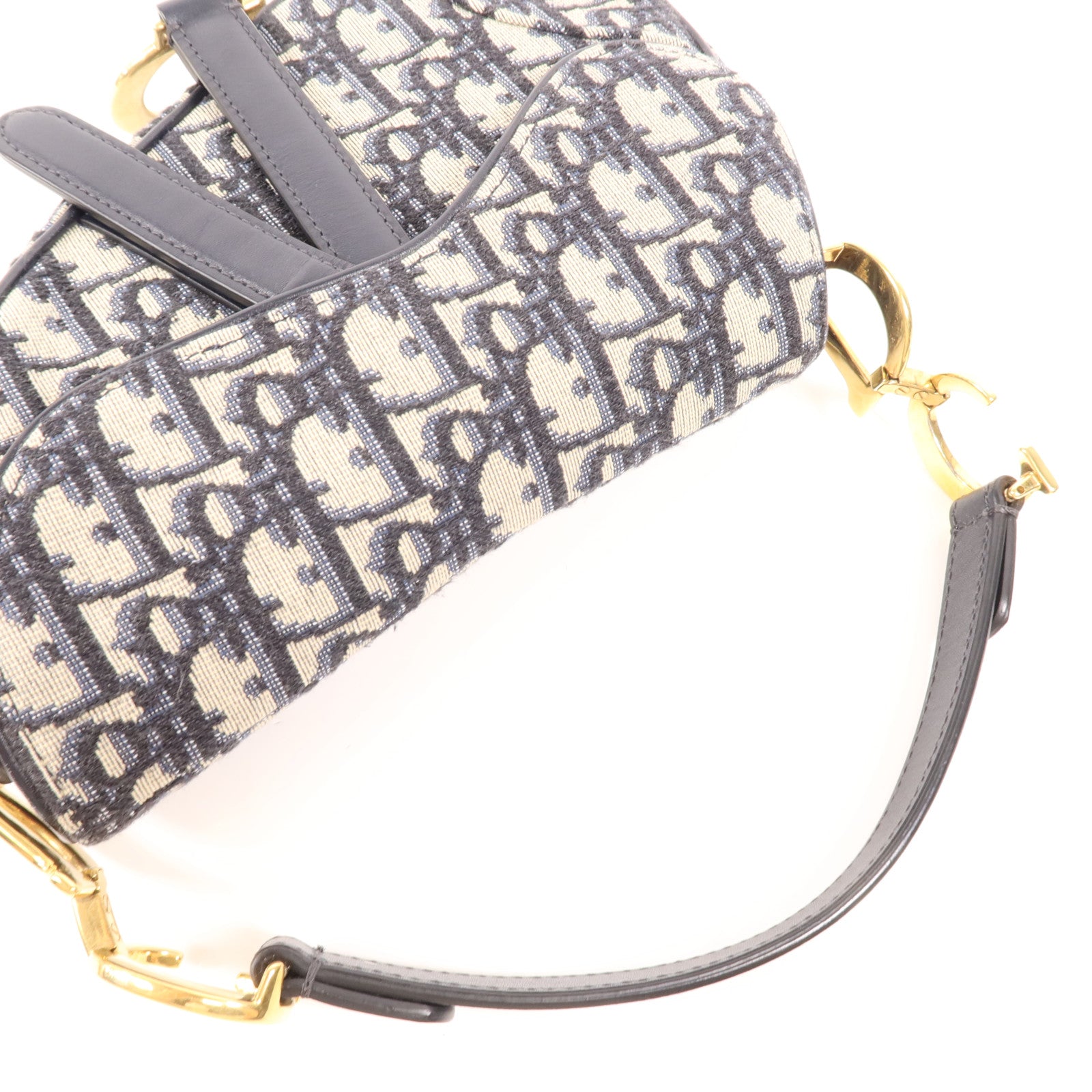 Dior 帆布Mini Saddle金扣肩背袋