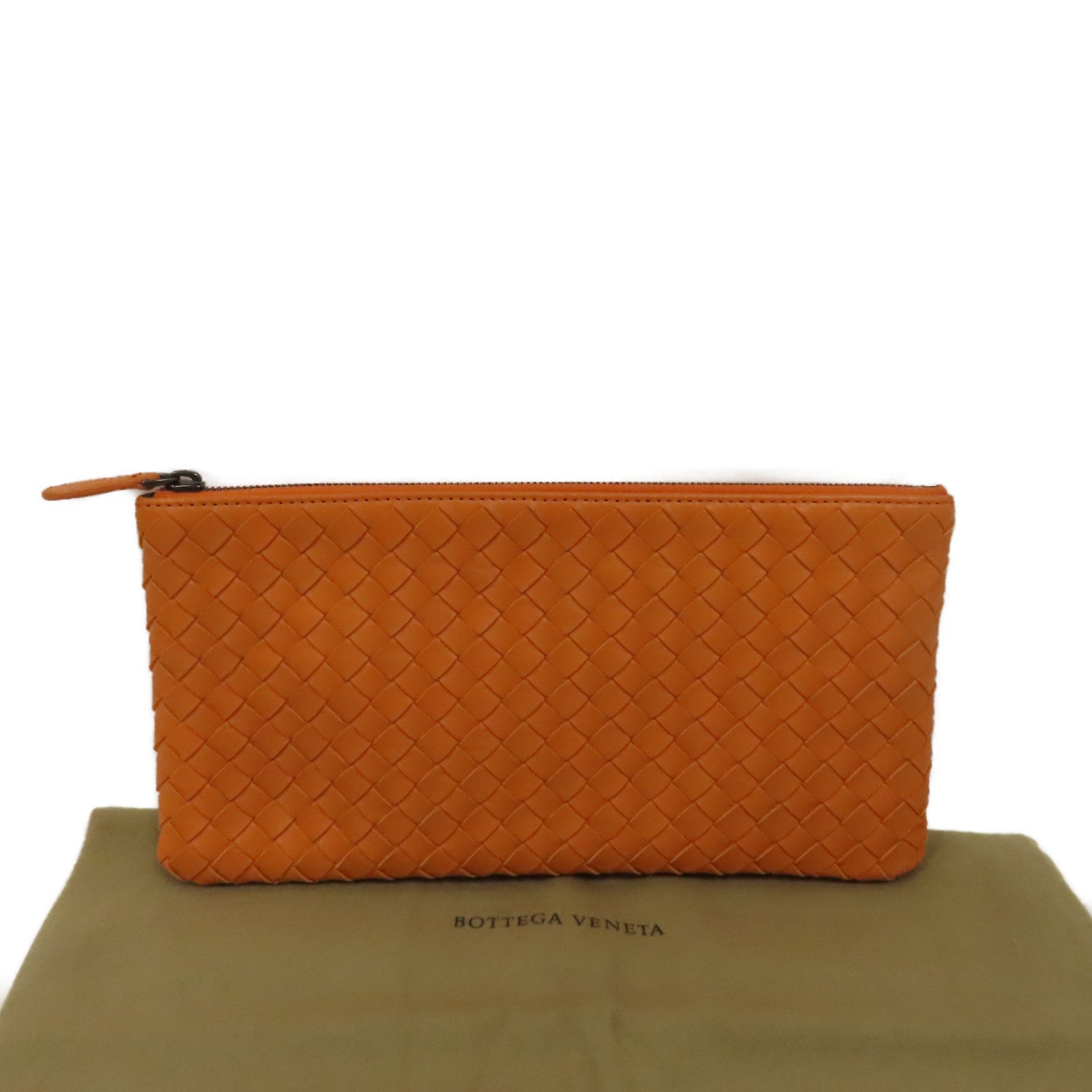 BOTTEGA VENETA 織紋皮革Clutch Bag手拿包橙色