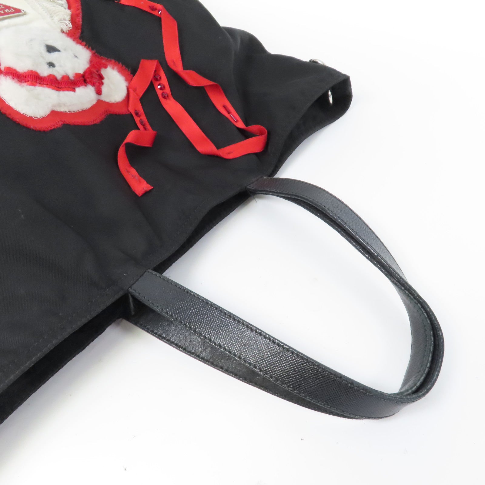 PRADA 尼龍Tote Bag銀扣手挽袋黑色