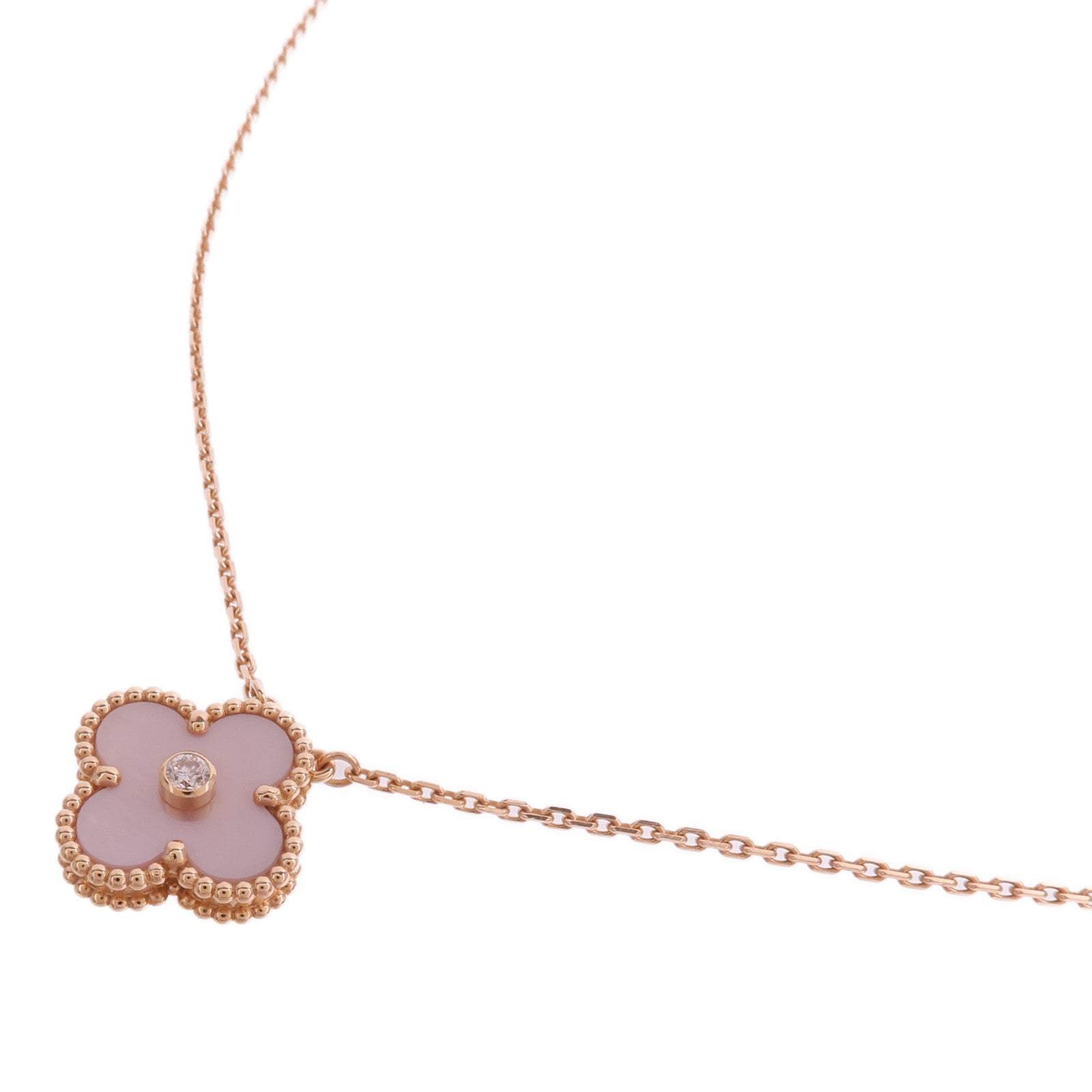 Van Cleef & Arpels 18K玫瑰金/珍珠母貝Vintage Alhambra鑽石項鍊