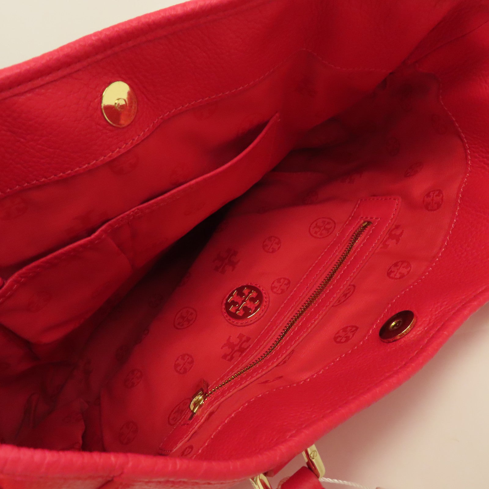 【激減優惠】牛皮皮革Tote Bag金扣手挽肩背兩用袋粉紅色